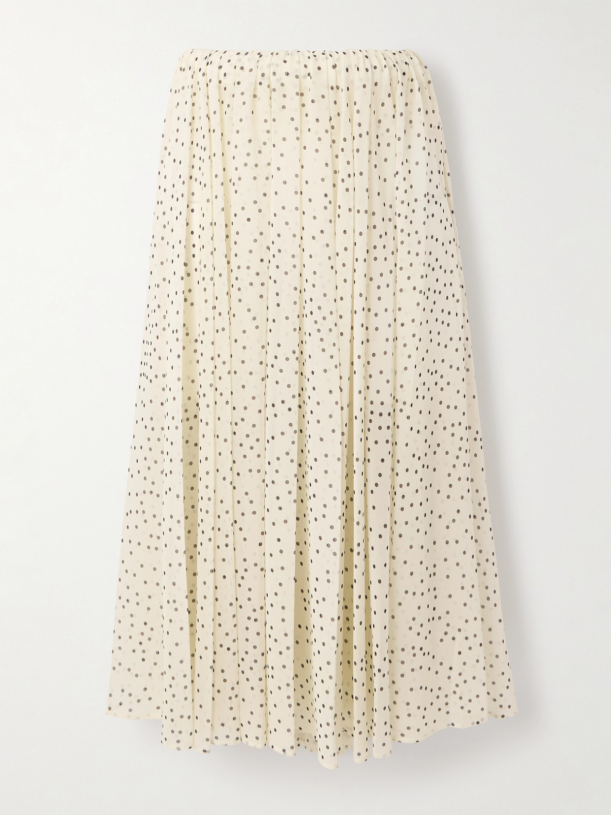Magda Butrym Pleated Polka-dot Silk-blend Chiffon Midi Skirt