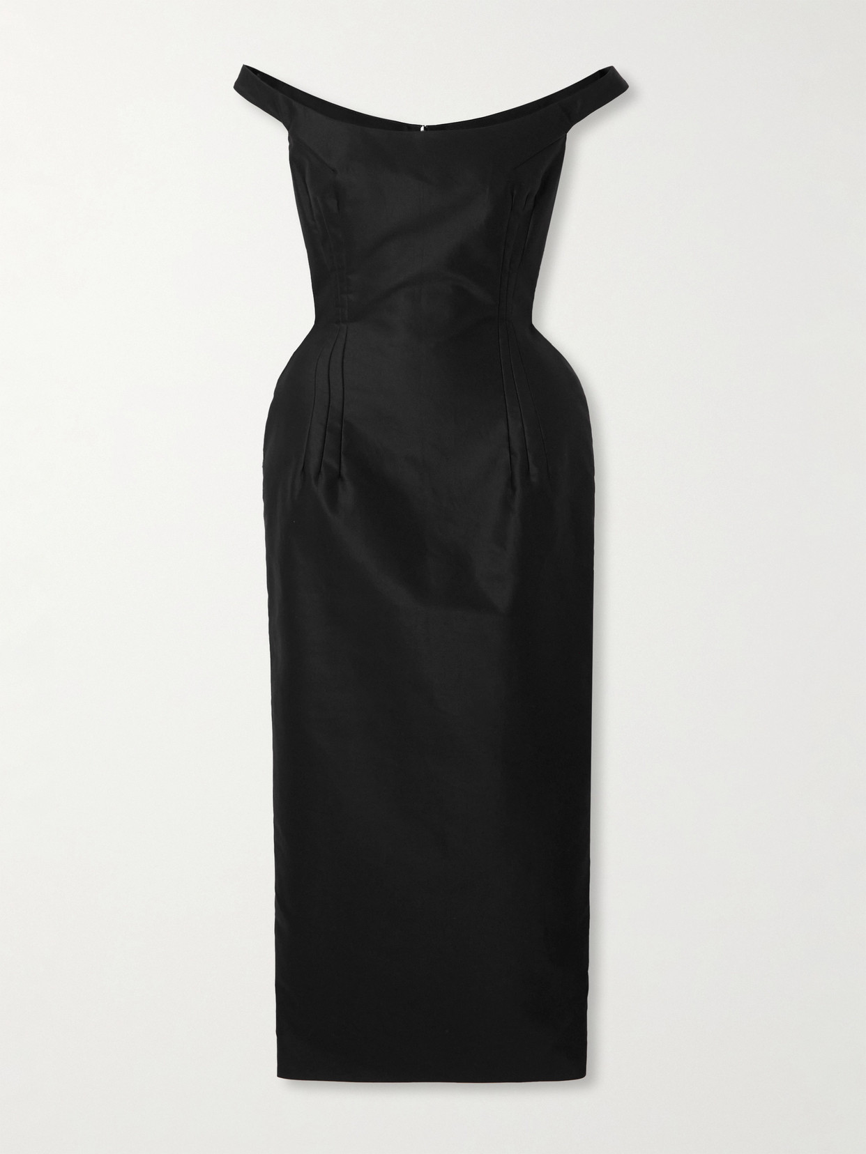 Magda Butrym Off-the-shoulder Cotton-sateen Midi Dress In Black