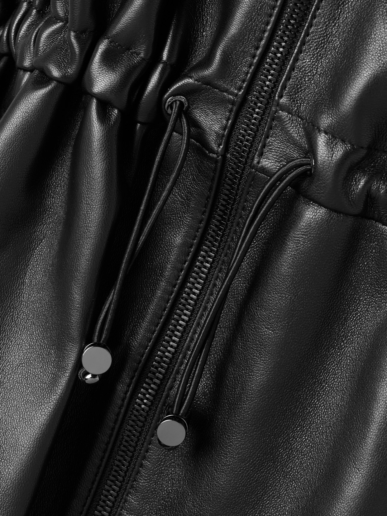 Magda Butrym Elasticized Leather Peplum Jacket In Black In Black