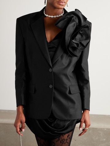 Magda Butrym Appliquéd cotton-sateen blazer