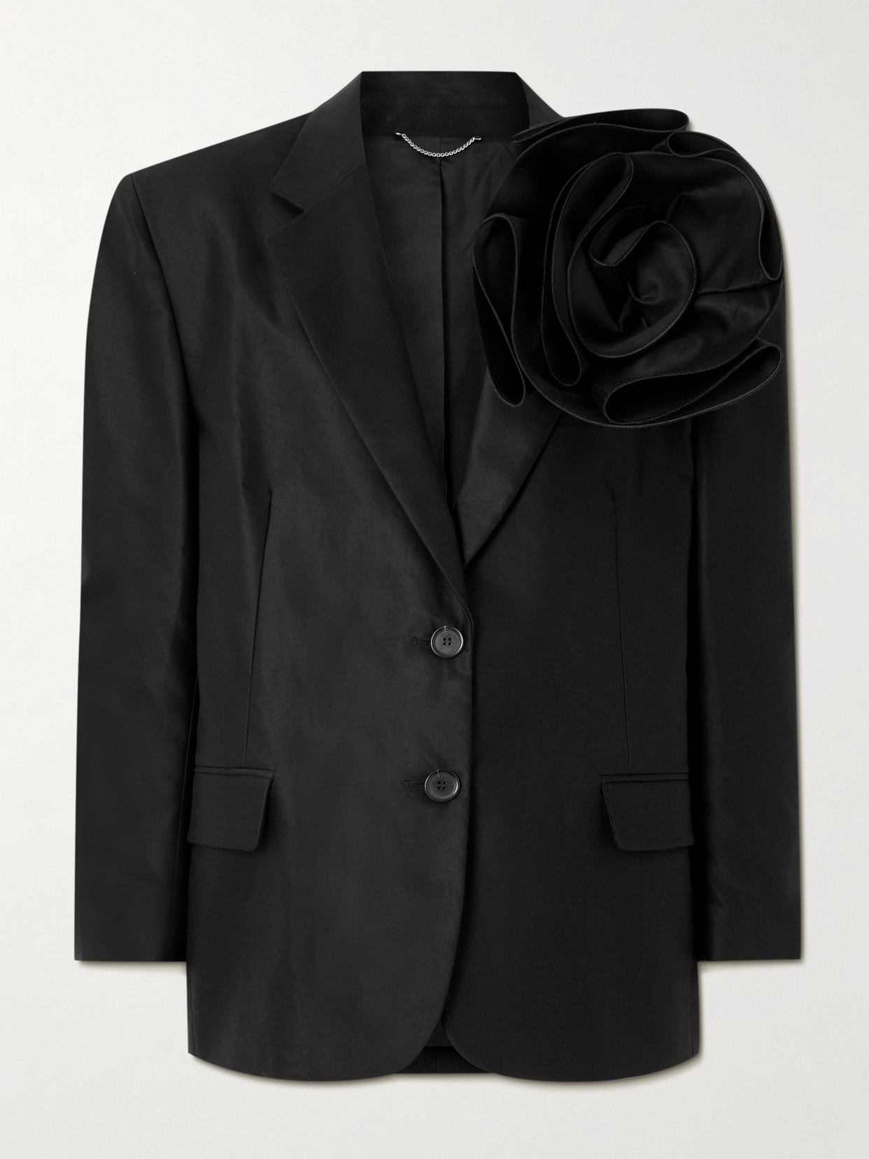 Magda Butrym Appliquéd Cotton-sateen Blazer In Black