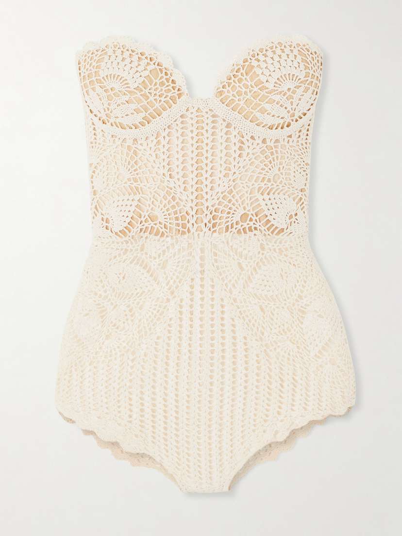 Magda Butrym Crocheted Cotton-lace Bodysuit