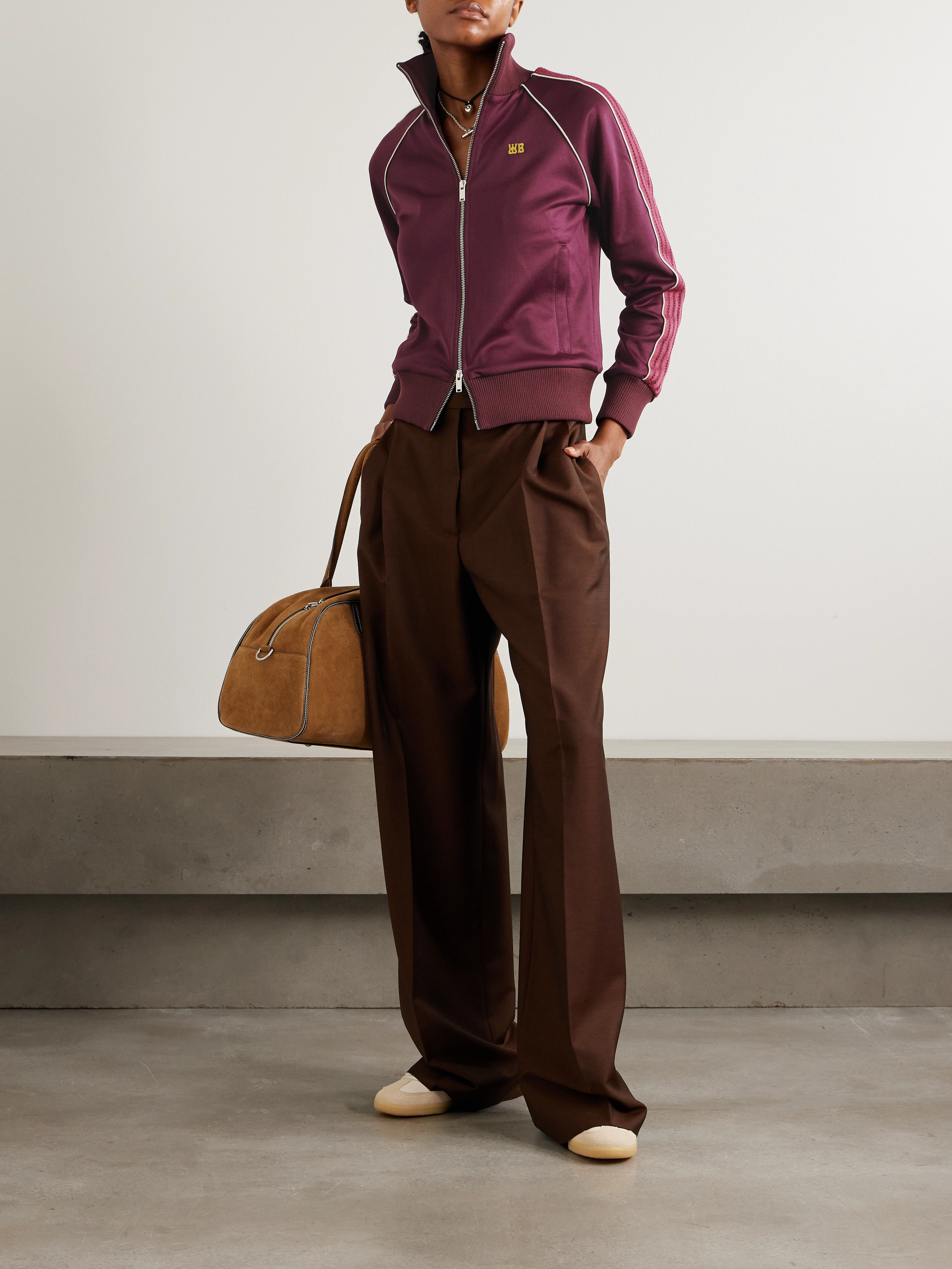 Wales Bonner Mantra knit-trimmed embroidered jersey jacket