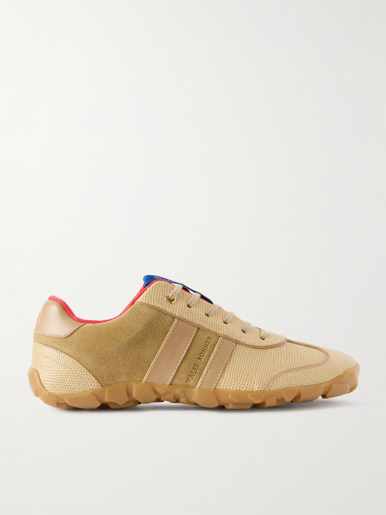 Wales Bonner Lizard-effect Leather And Suede Sneakers In Neutral