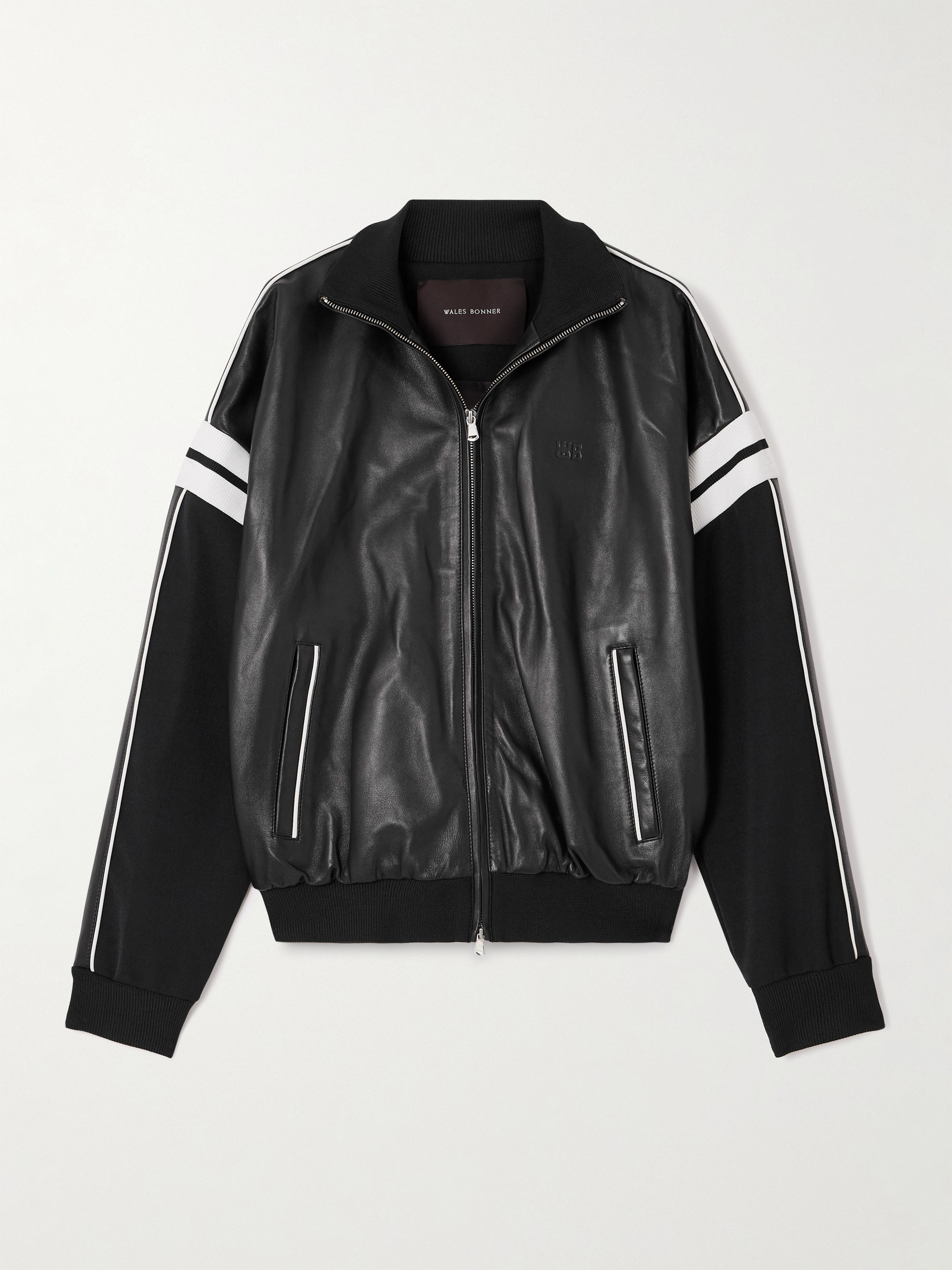 Wales Bonner - Nomad striped leather and felt bomber jacket | Plush