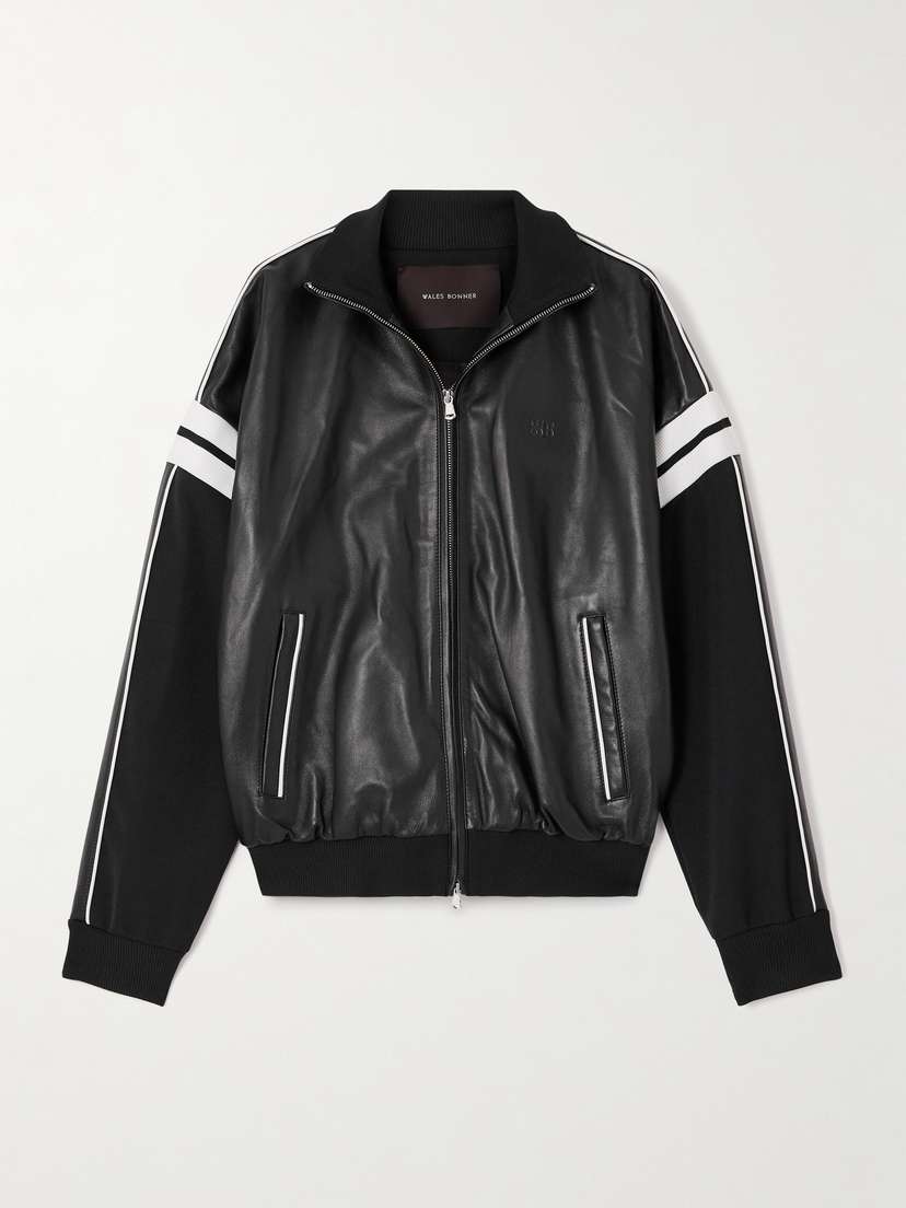 Wales Bonner Nomad Striped Leather And Felt Bomber Jacket
