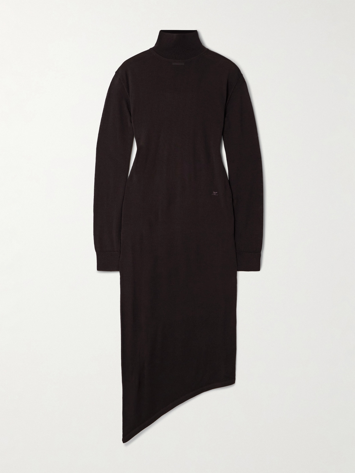 Courrèges Asymmetric Embroidered Merino Wool Midi Dress In Multi