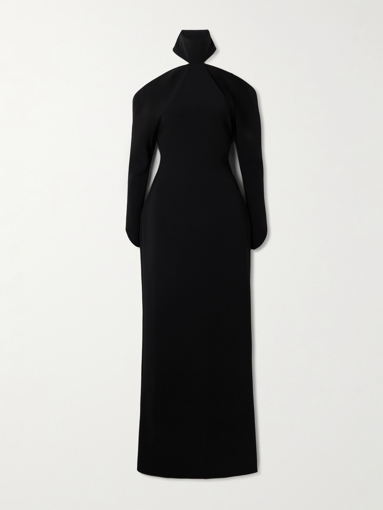 Courrèges Circle Cold-shoulder Crepe Halterneck Gown In Black