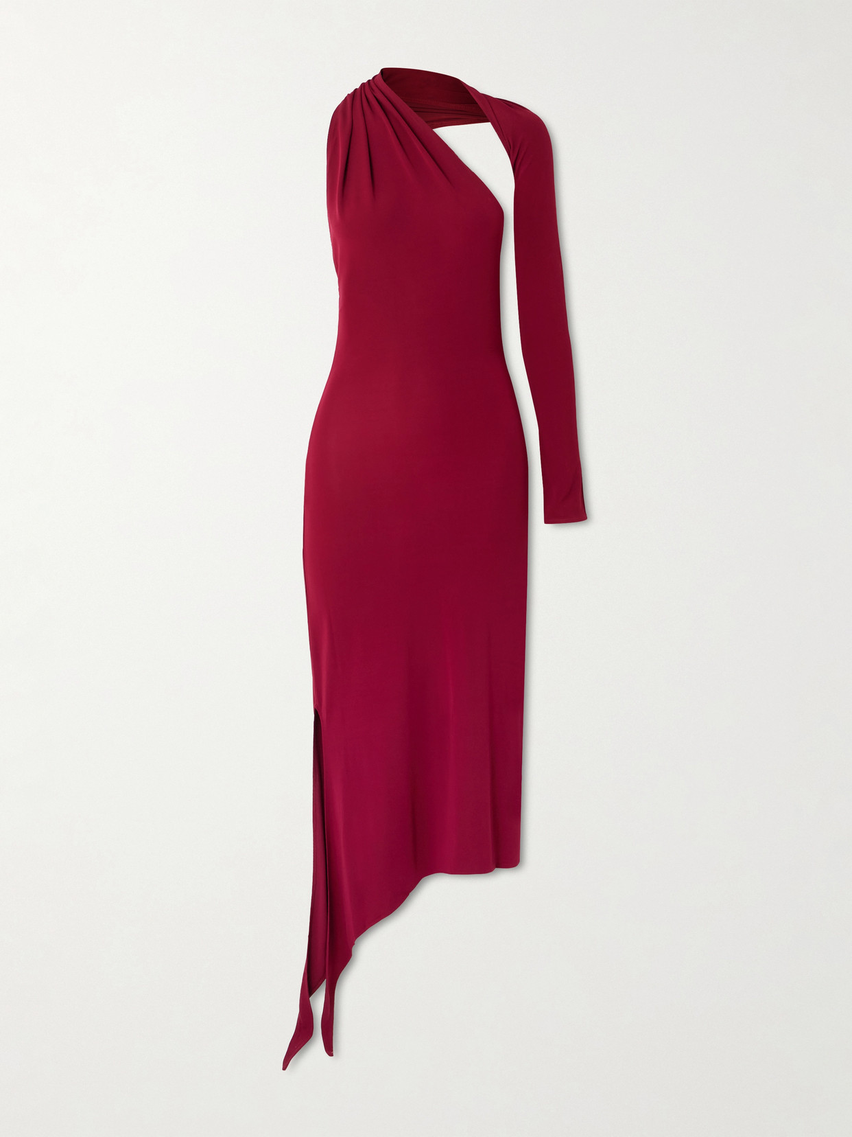 Courrèges Cutout One-sleeve Crepe-jersey Midi Dress In Red