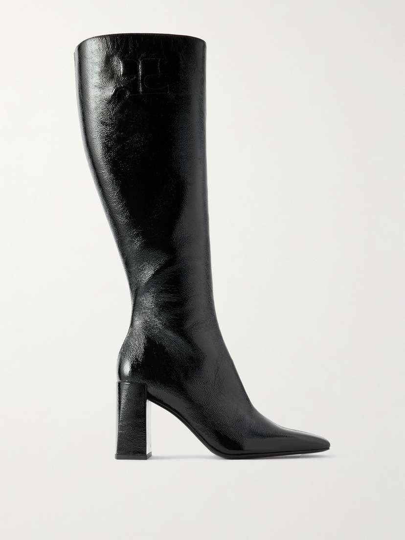 Courrèges Heritage Crinkled Patent-leather Knee Boots