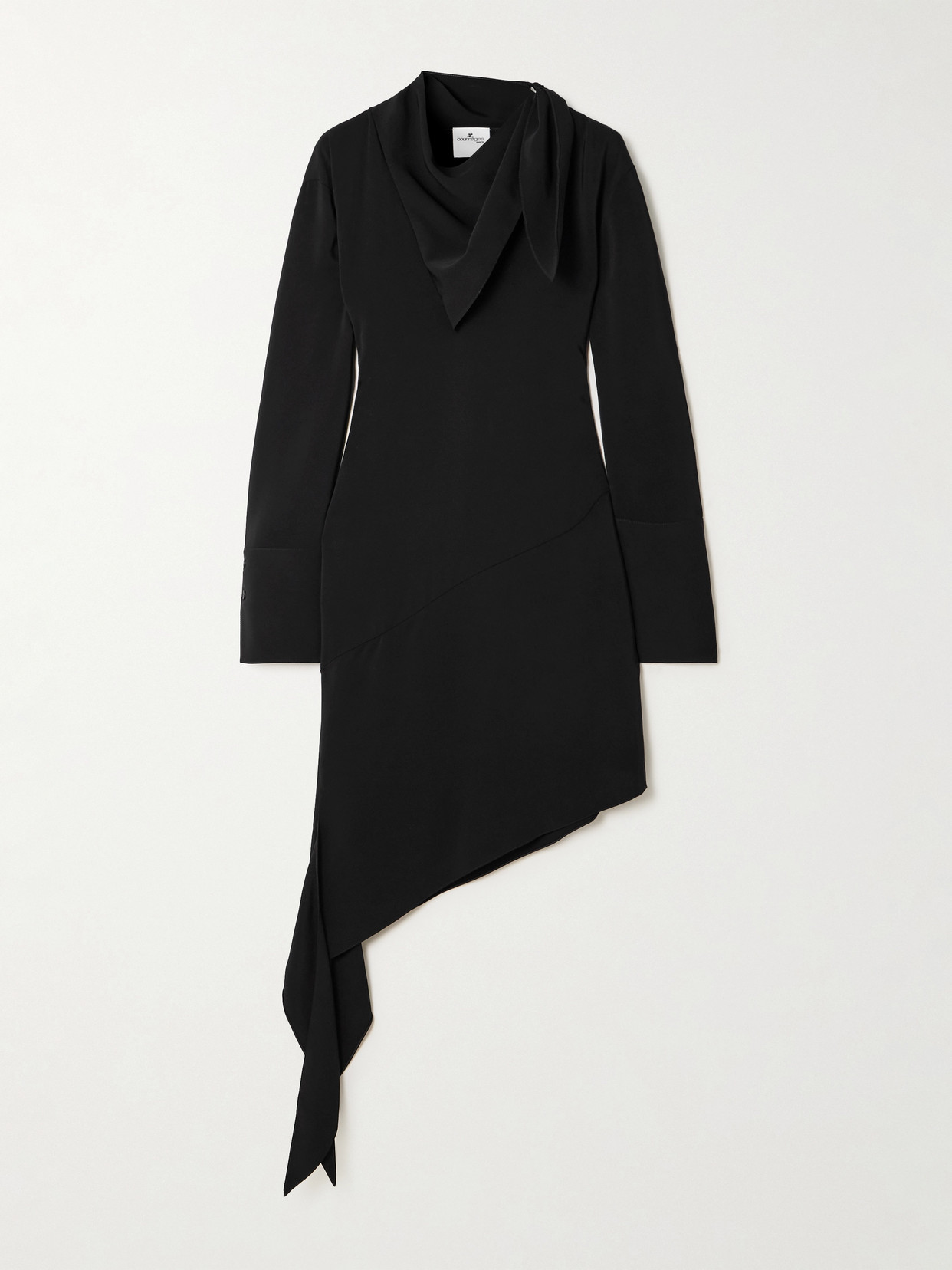 Courrèges Asymmetric Knotted Satin Midi Dress In Black
