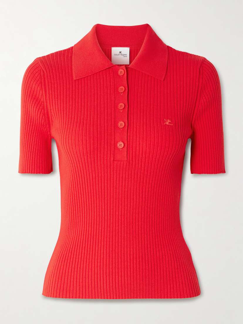 Courrèges Ribbed-knit Polo Shirt