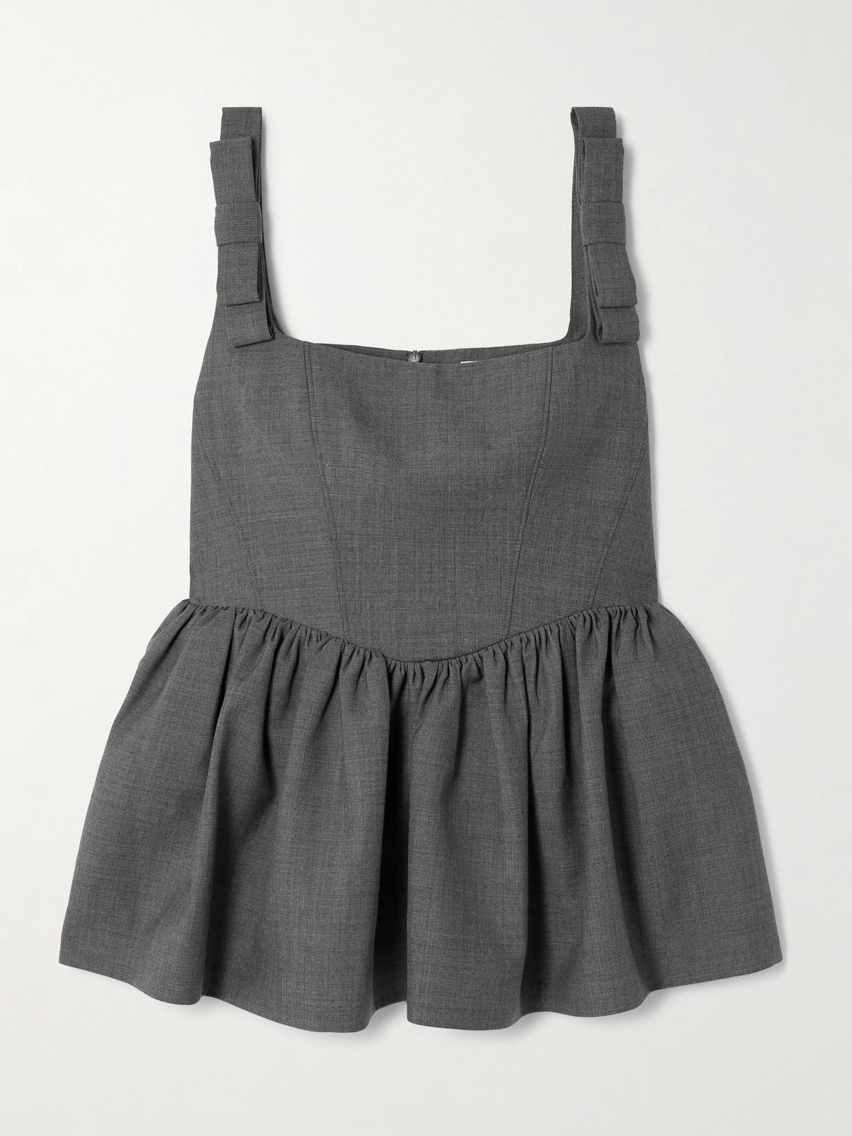 Shushu/Tong - Bow-Detailed Woven Peplum Top
