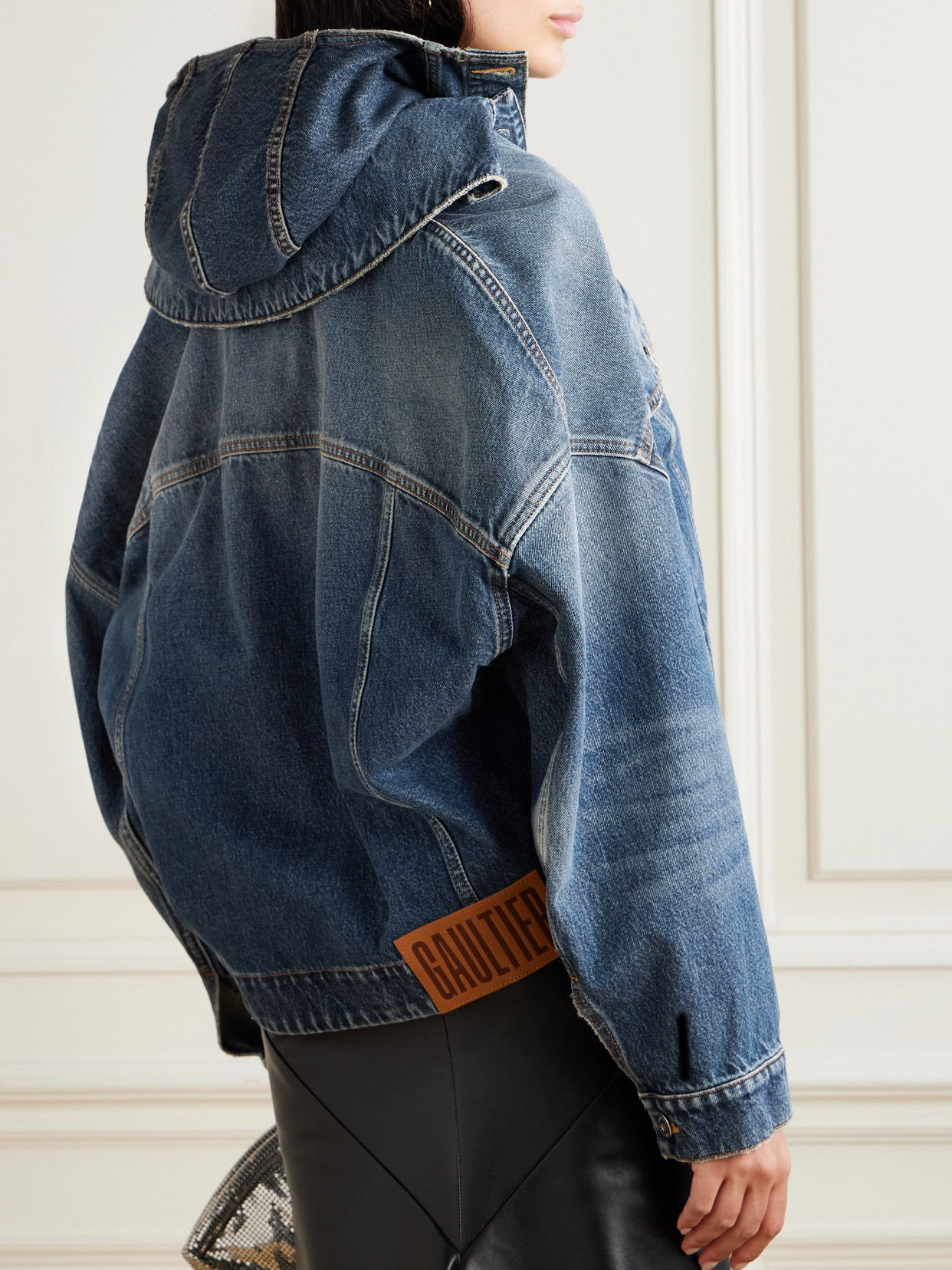 Jean Paul Gaultier Oversized Layered Denim Hooded Jacket