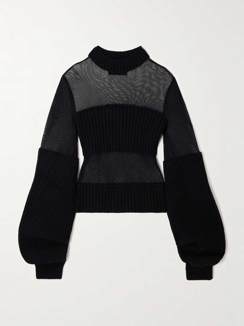 Jean Paul Gaultier Mesh And Ribbed Wool Sweater
