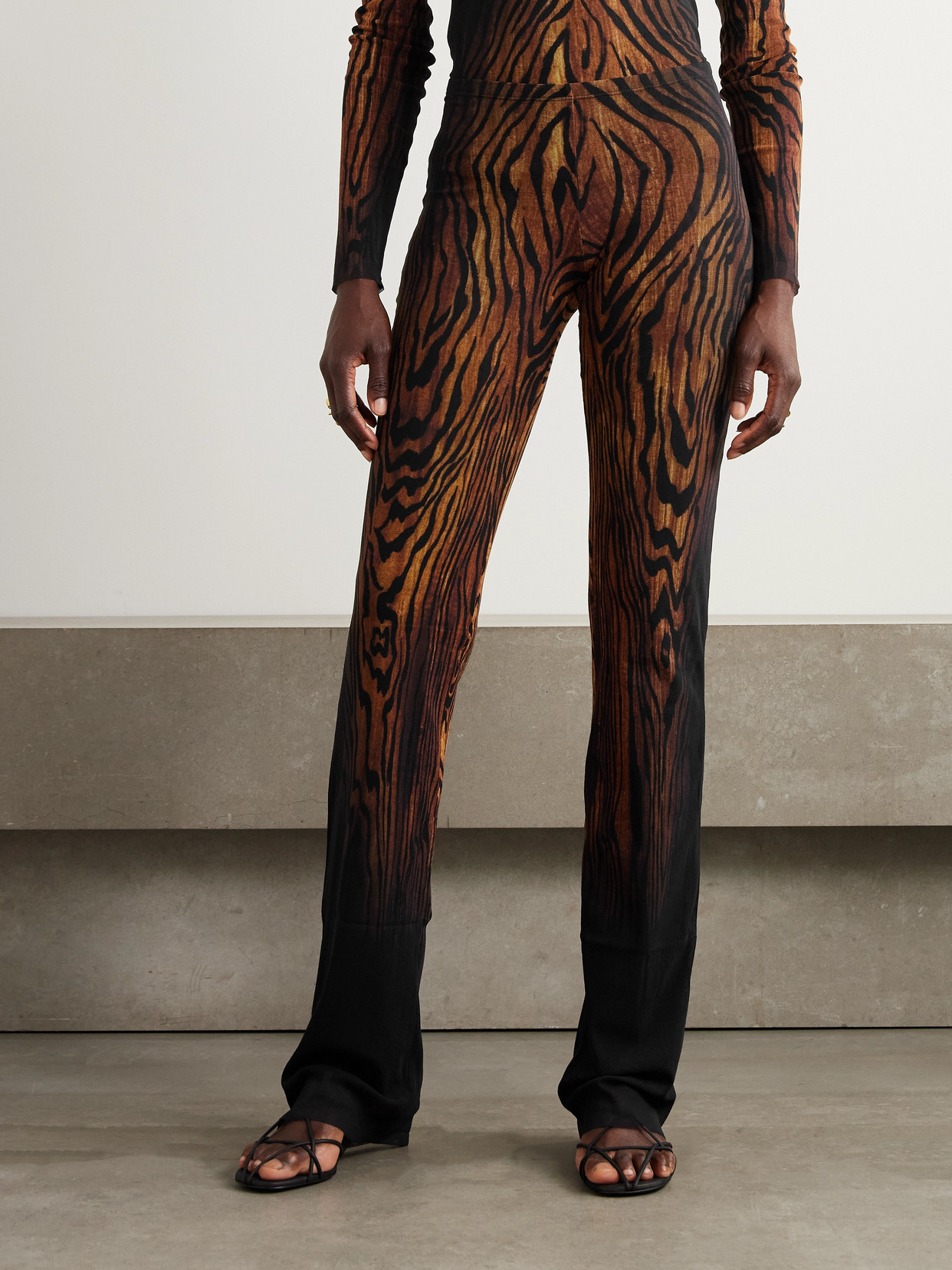 Jean Paul Gaultier Printed Mesh Straight-leg Pants
