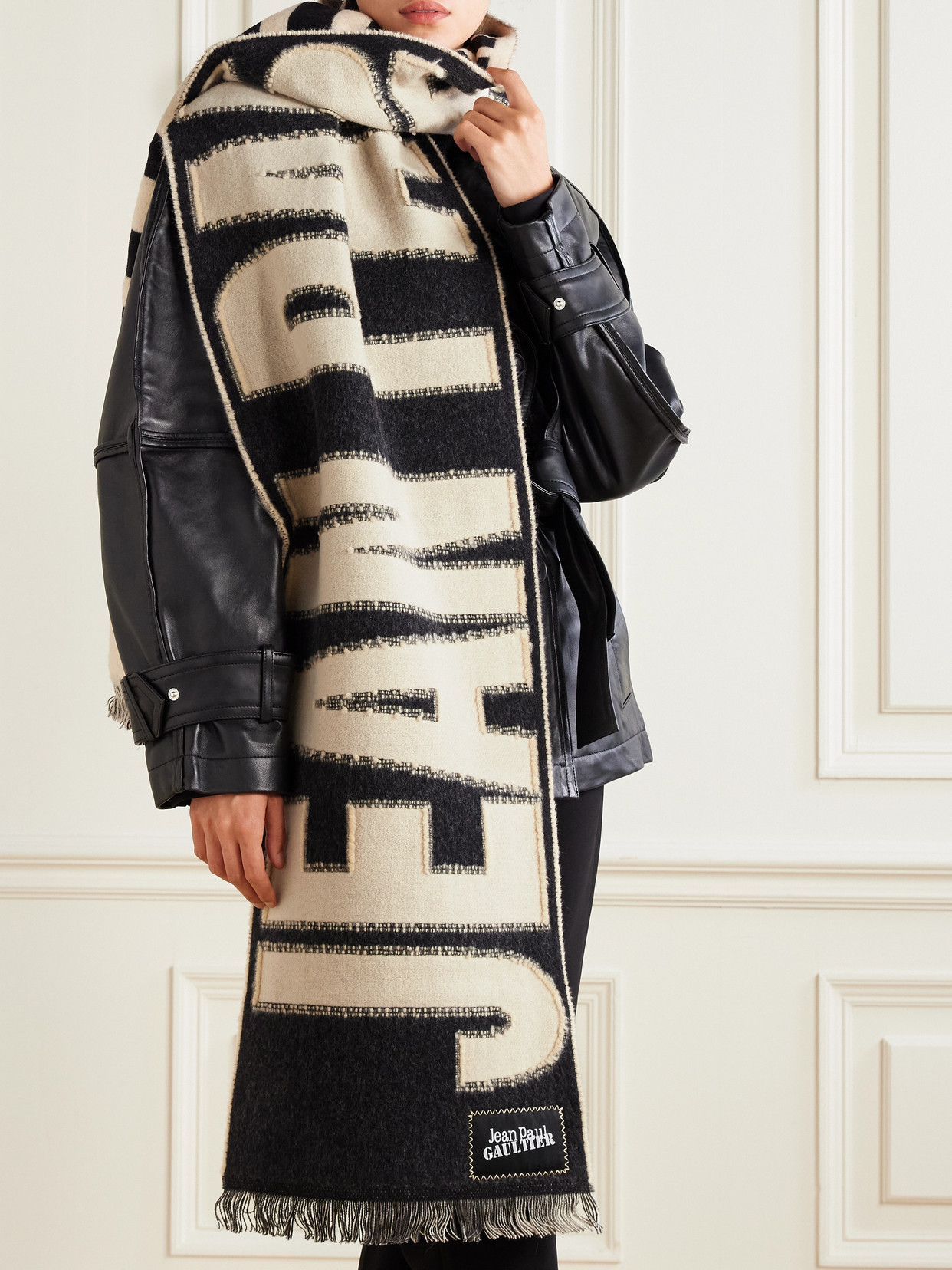 Jean Paul Gaultier Wool Scarf In Black