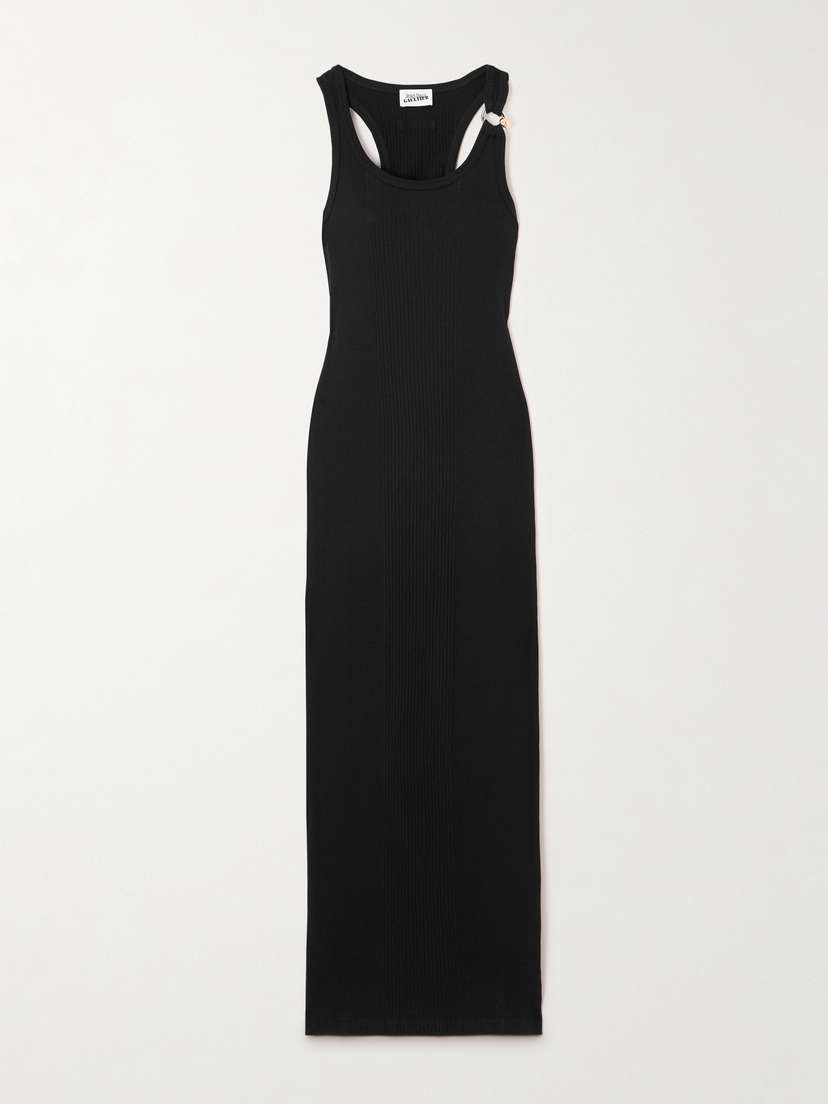 Jean Paul Gaultier Embellished Ribbed Cotton Midi Dress