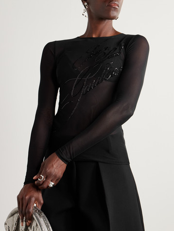 Jean Paul Gaultier Sequin-embellished mesh top