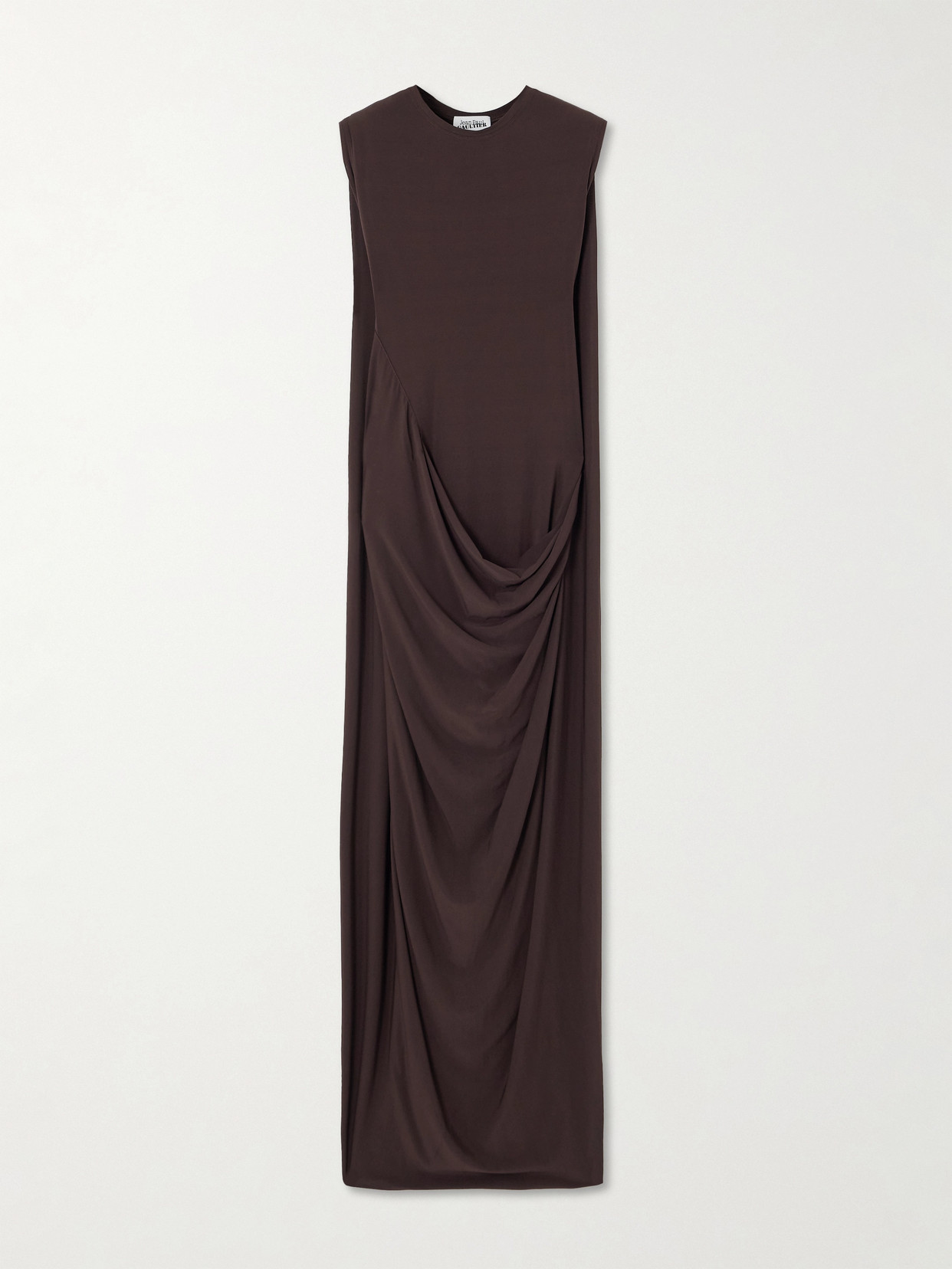Jean Paul Gaultier Draped Stretch-satin Maxi Dress In Brown