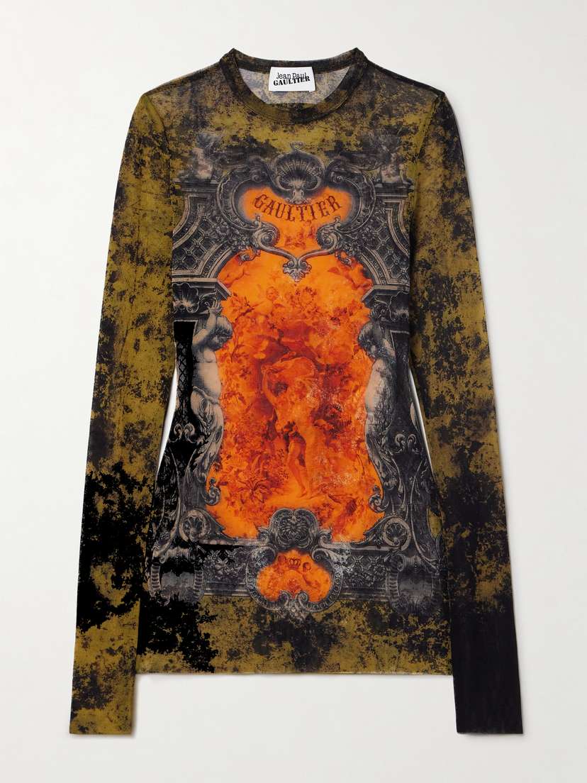 Jean Paul Gaultier Printed Mesh Top
