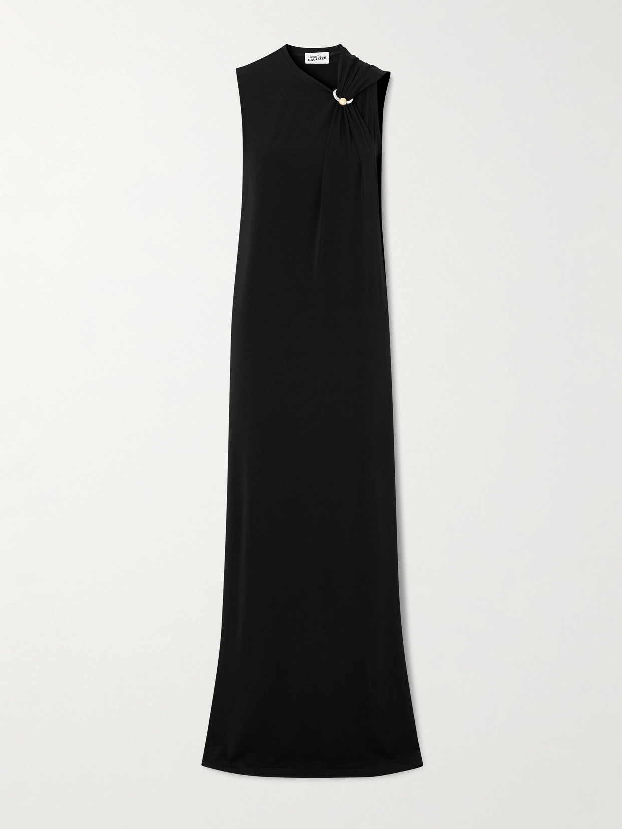 Jean Paul Gaultier Draped Stretch-satin Maxi Dress In Black