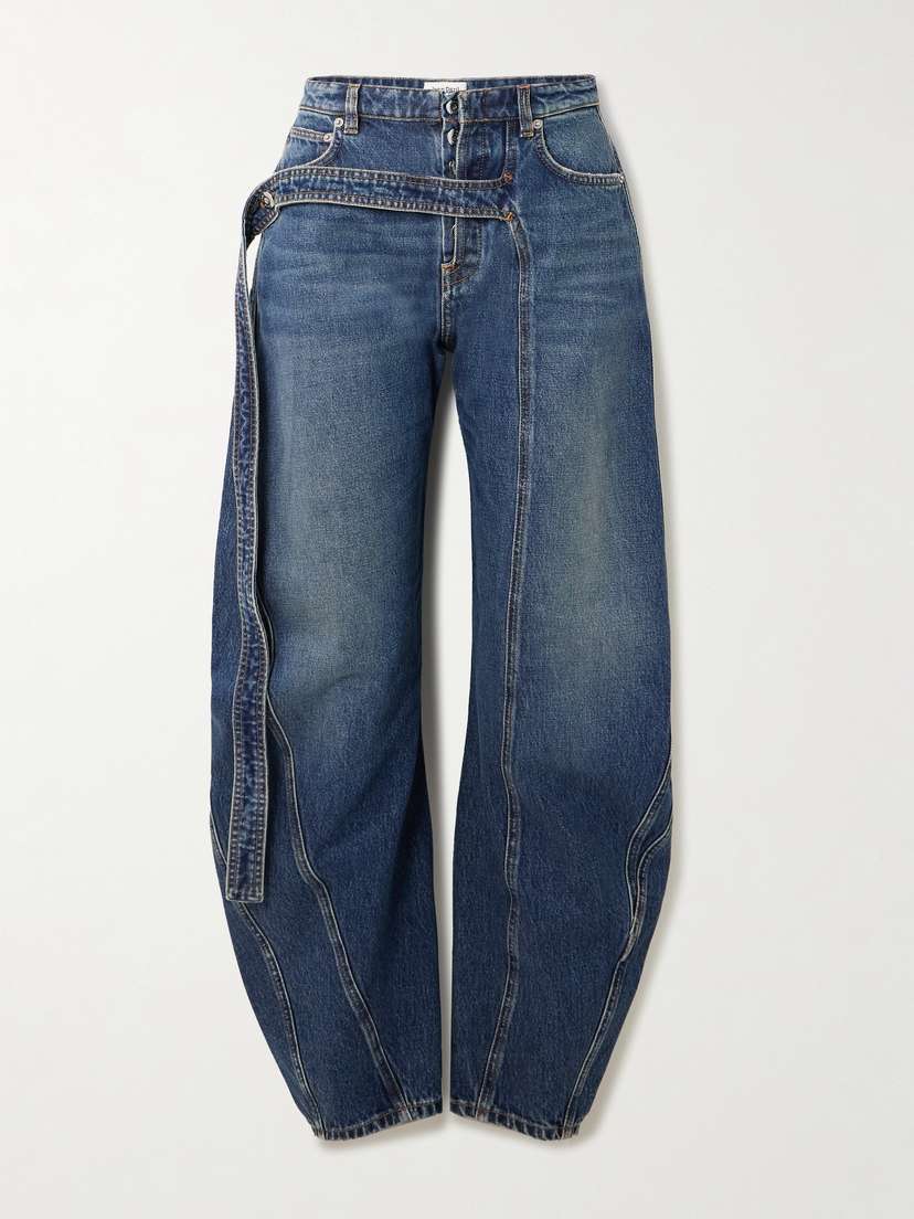 Jean Paul Gaultier Strap-detailed Paneled High-rise Wide-leg Jeans