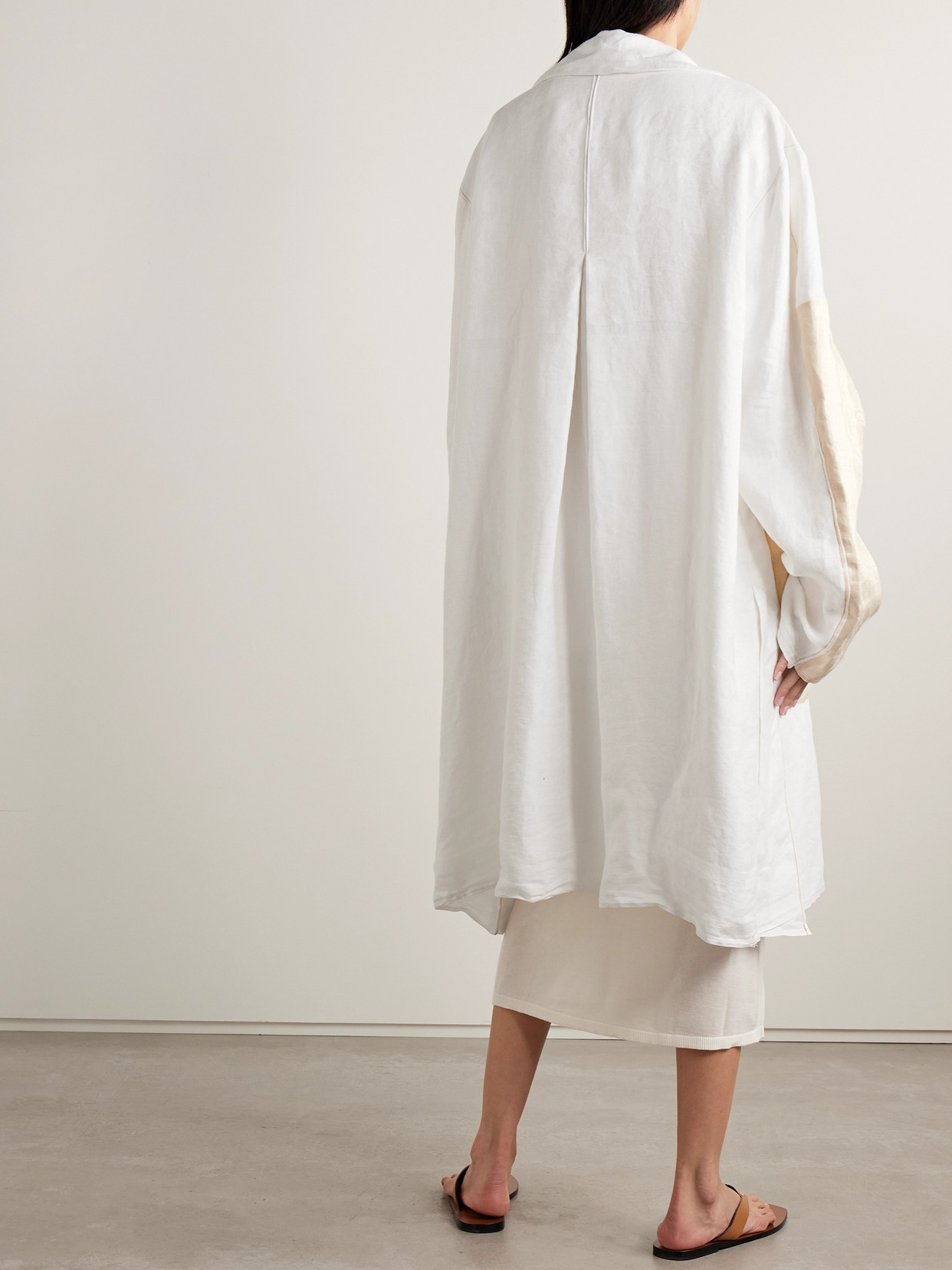 Thank You Have A Good Day Summer Duster Paneled Linen-jacquard Coat