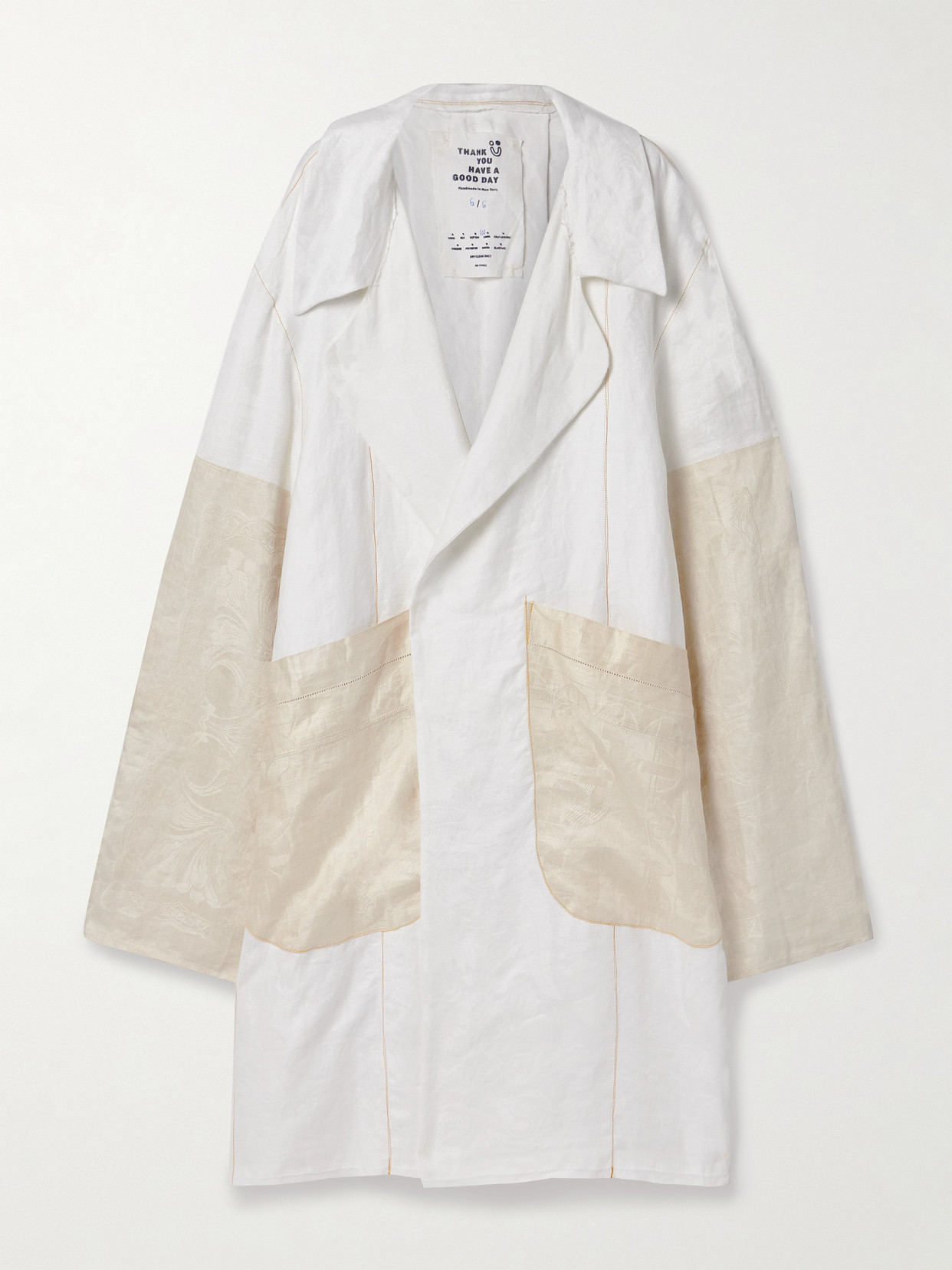 Thank You Have A Good Day Summer Duster Paneled Linen-jacquard Coat