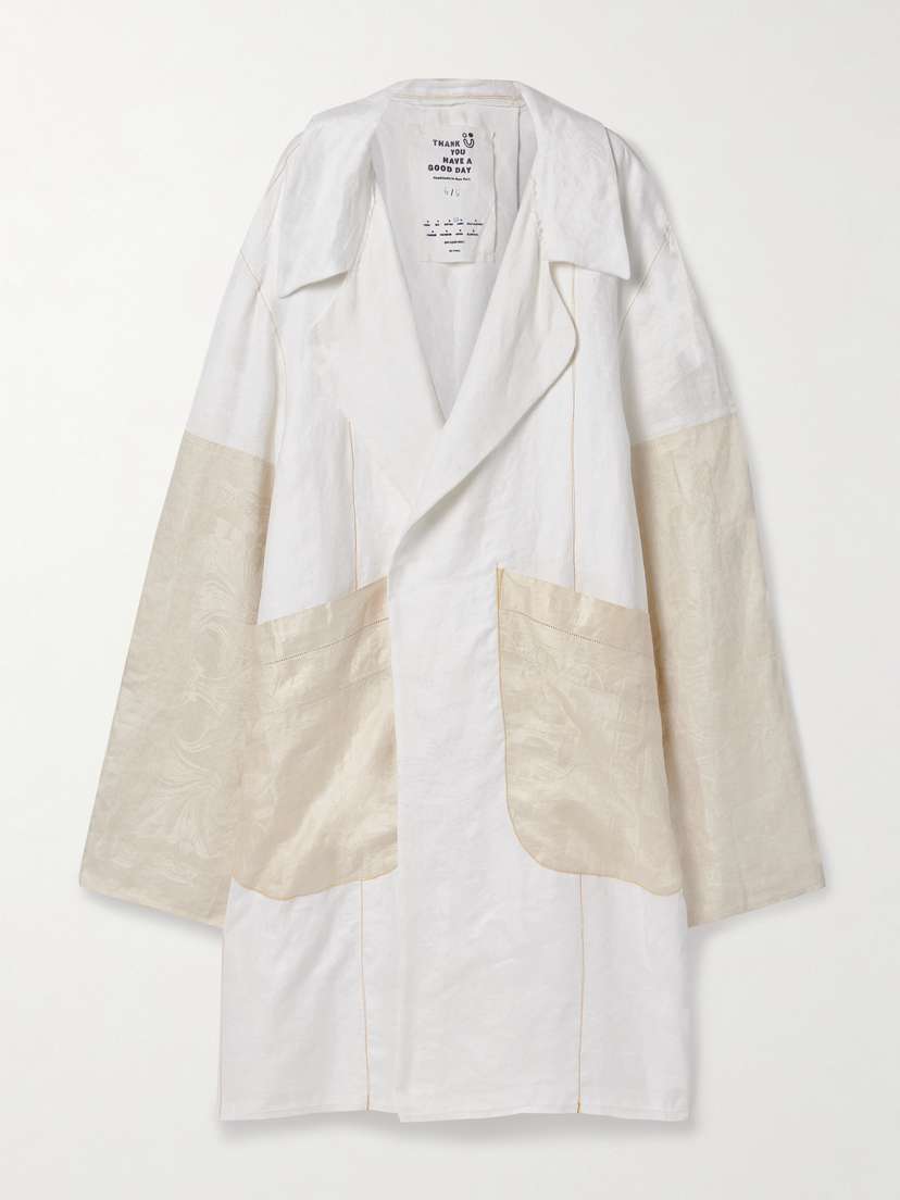 Thank You Have A Good Day Summer Duster Paneled Linen-jacquard Coat