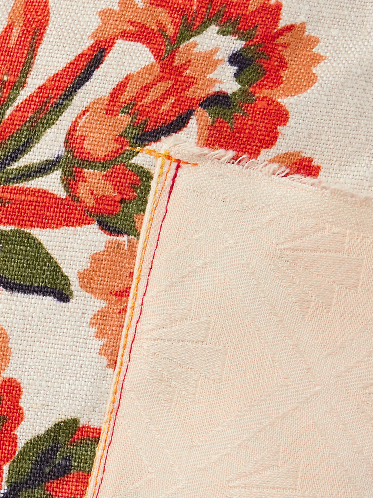 Thank You Have A Good Day Cotton-jacquard And Leather-trimmed Floral-print Cotton-canvas Wide-leg Pants