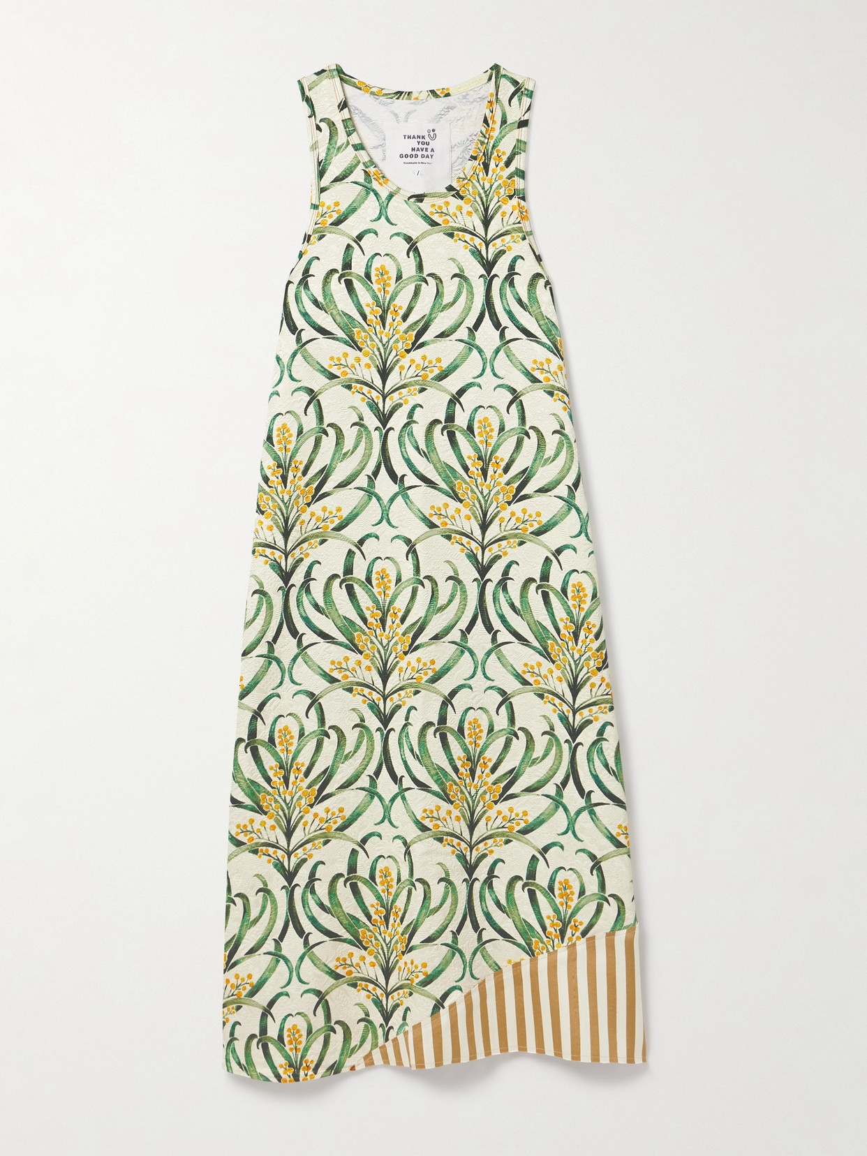 Thank You Have A Good Day Striped Floral-print Cotton-cloqué Midi Dress