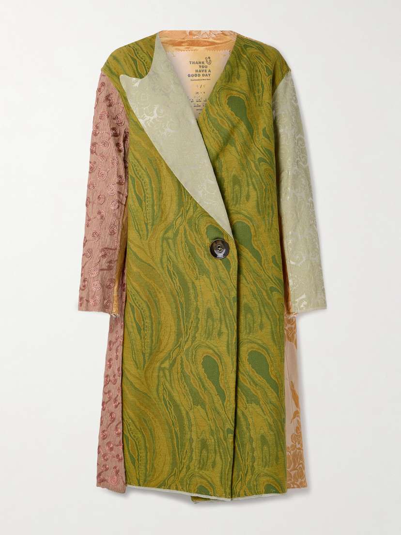 Thank You Have A Good Day Patchwork Cotton-jacquard Coat