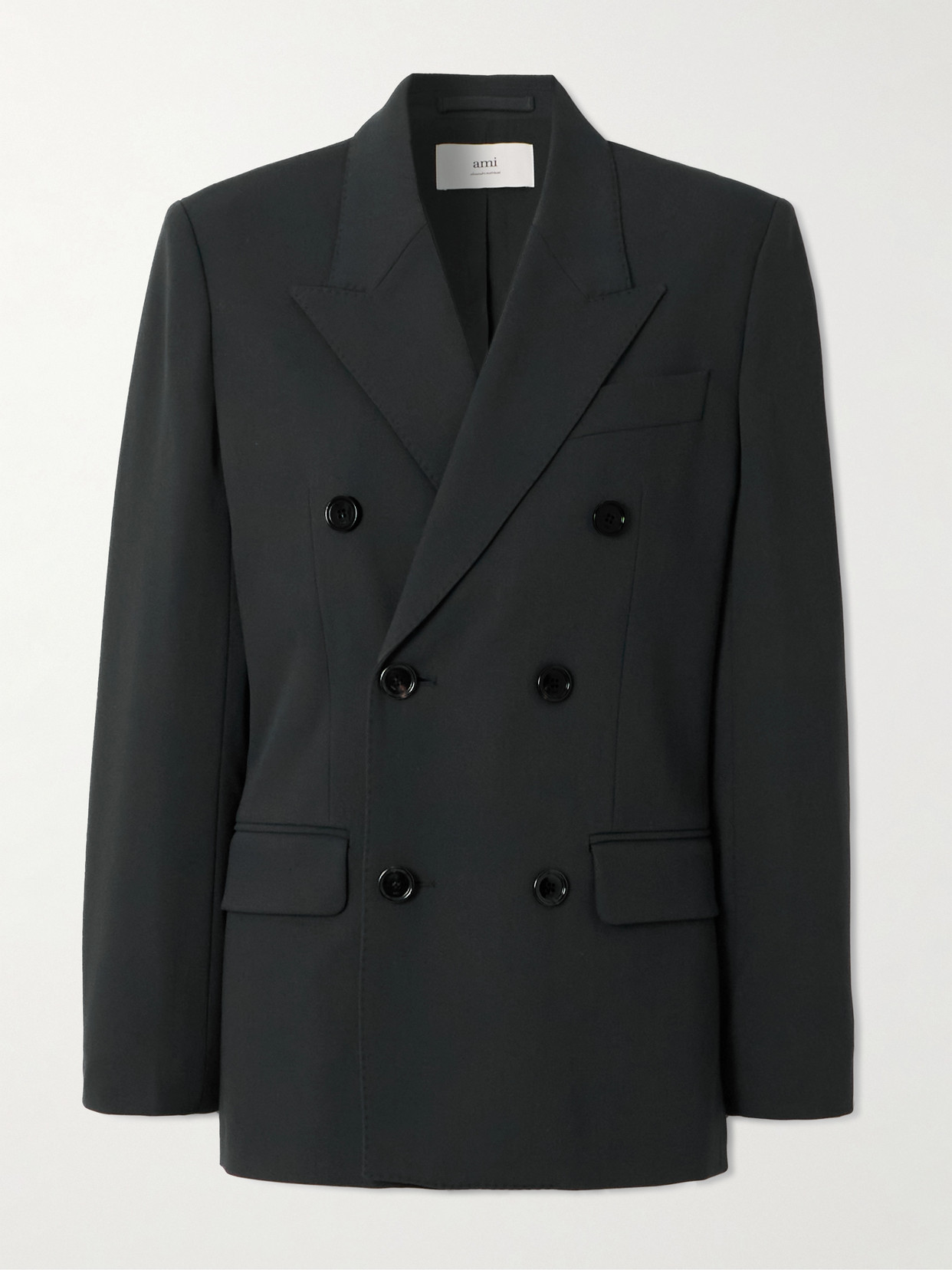 Ami Alexandre Mattiussi Oversized Double-breasted Wool Blazer In Black