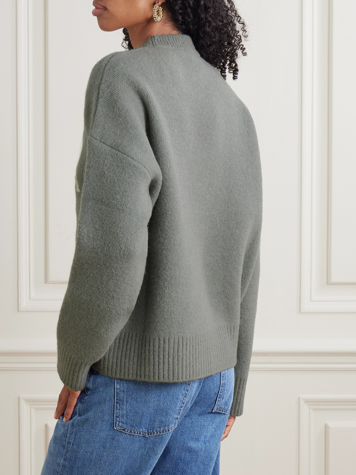 Ami Alexandre Mattiussi Intarsia Oversized Alpaca-blend Sweater In Gray