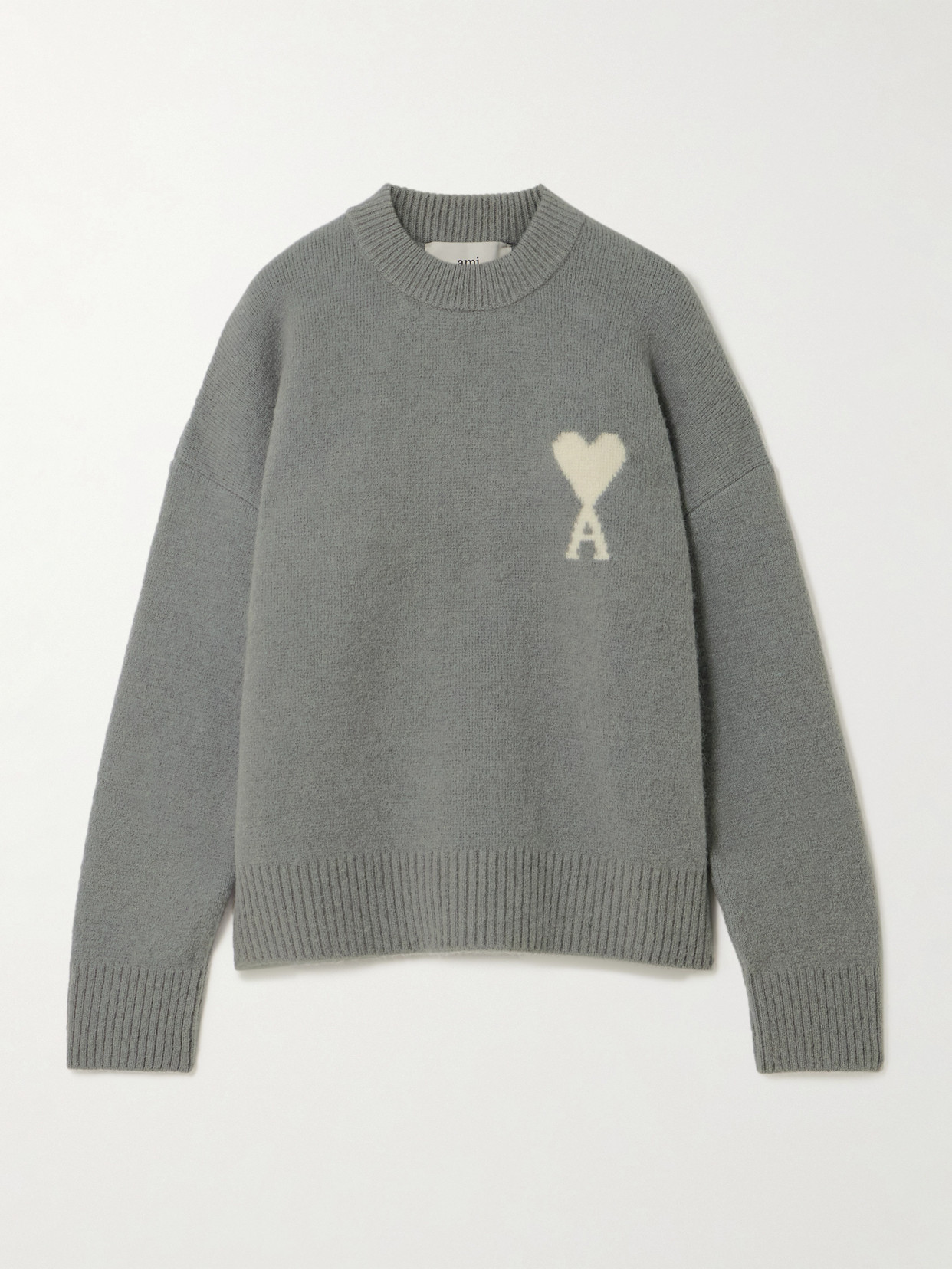 Ami Alexandre Mattiussi Intarsia Oversized Alpaca-blend Sweater In Gray