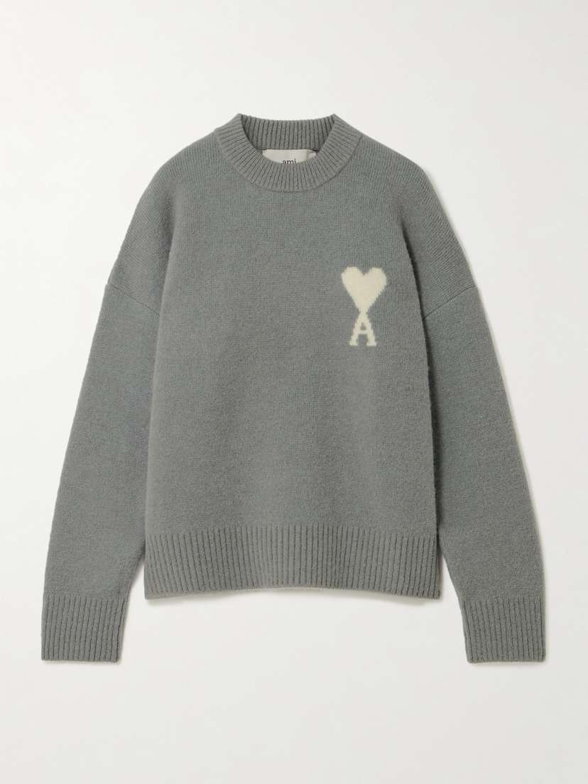 AMI PARIS Intarsia Oversized Alpaca-blend Sweater