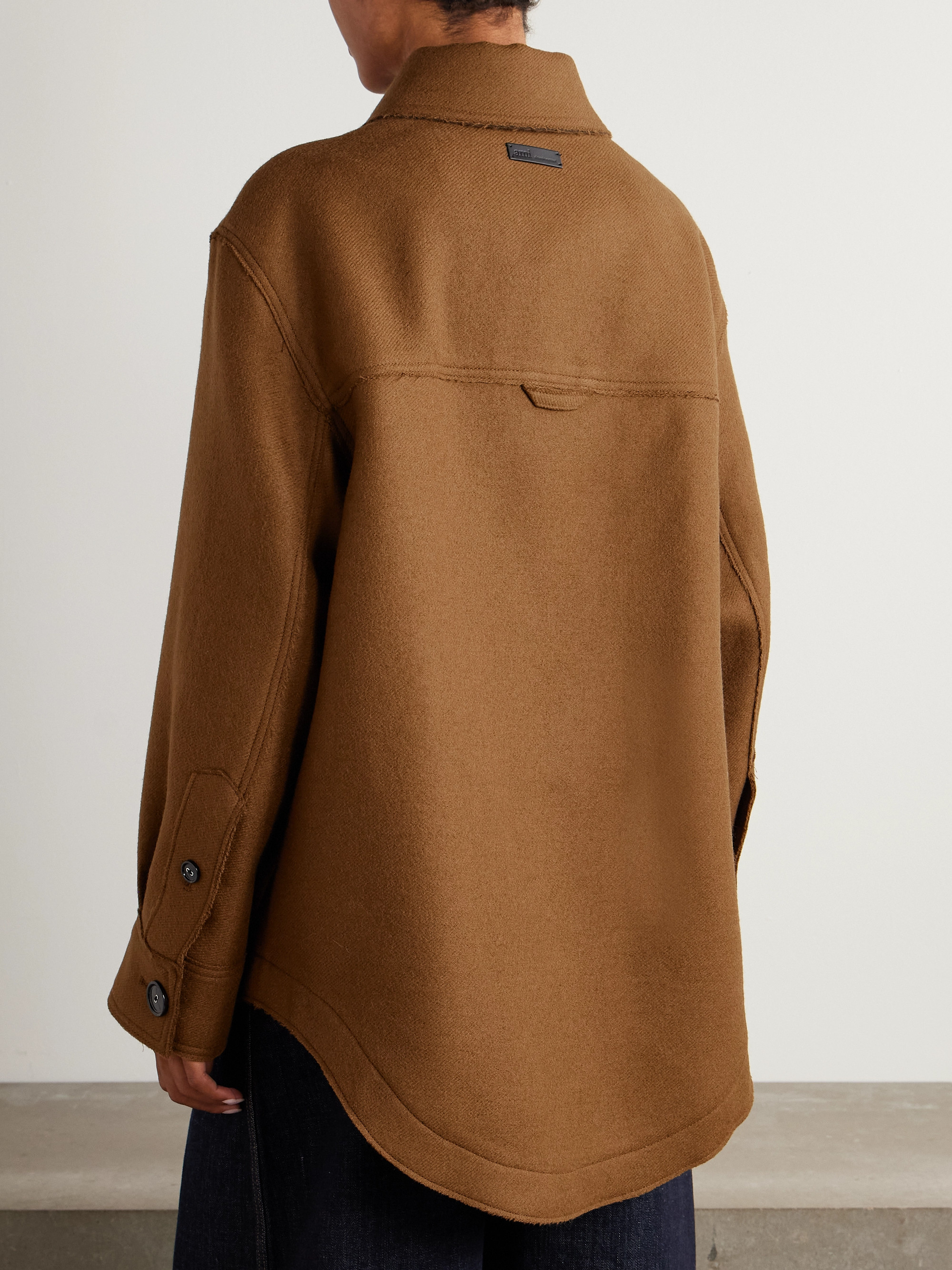 Ami Paris Frayed wool-twill overshirt