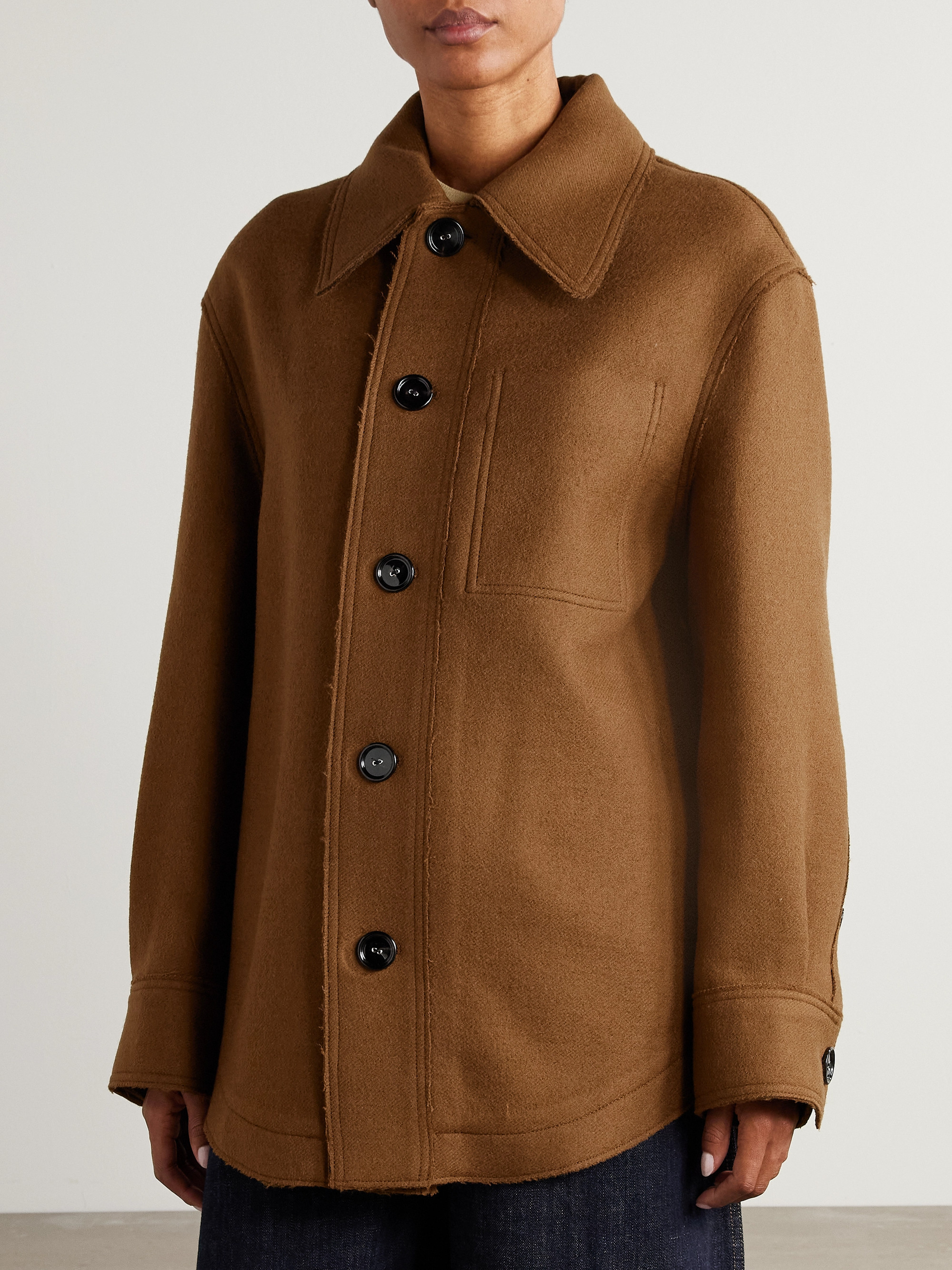 Ami Paris Frayed wool-twill overshirt