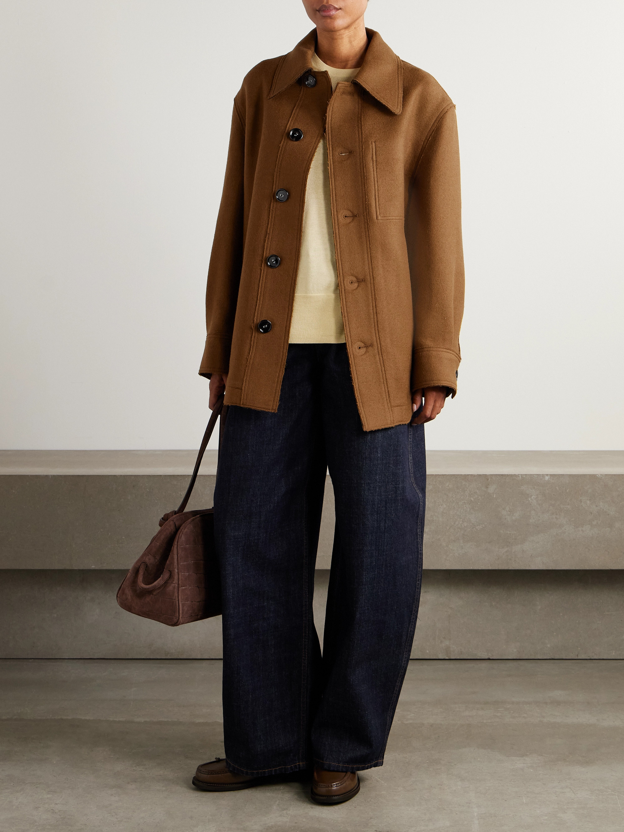 Ami Paris Frayed wool-twill overshirt