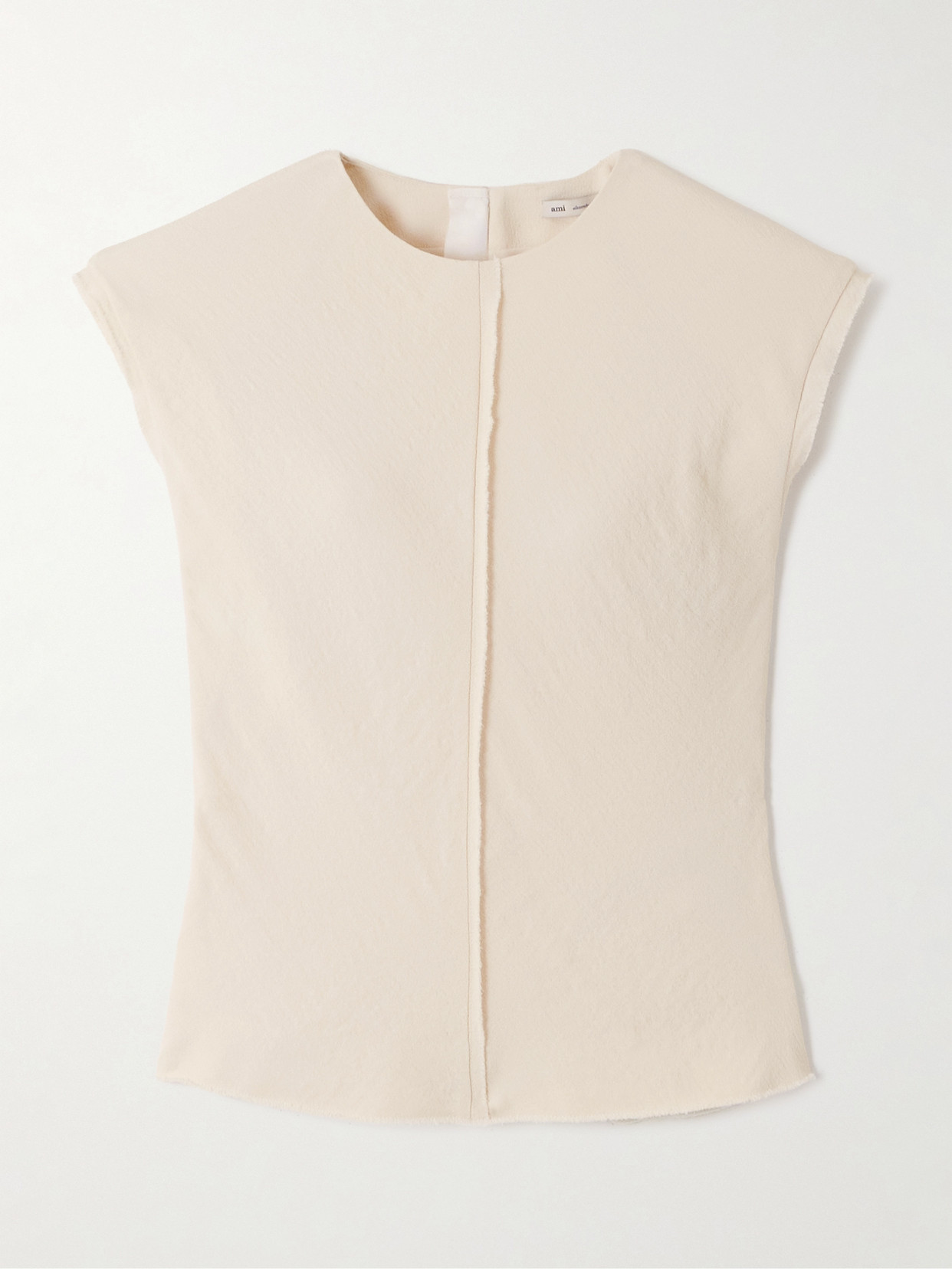 Ami Alexandre Mattiussi Frayed Crepe Tank In Neutral