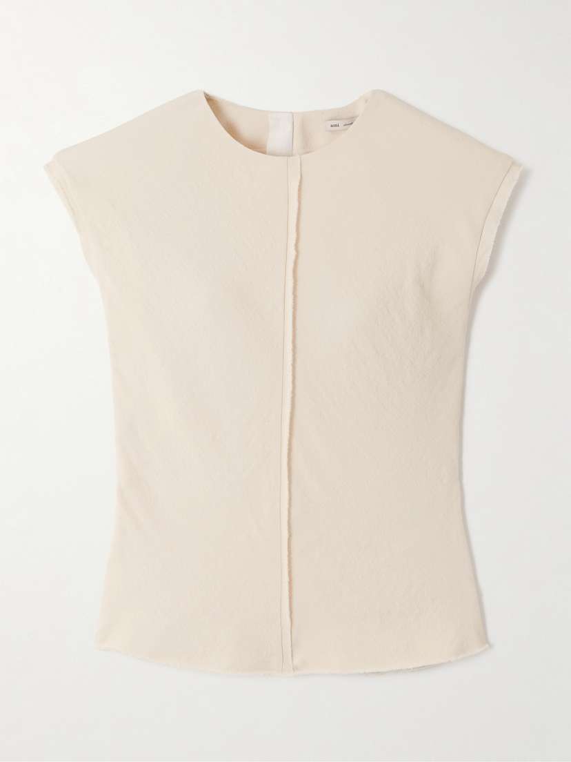 AMI PARIS Frayed Crepe Tank