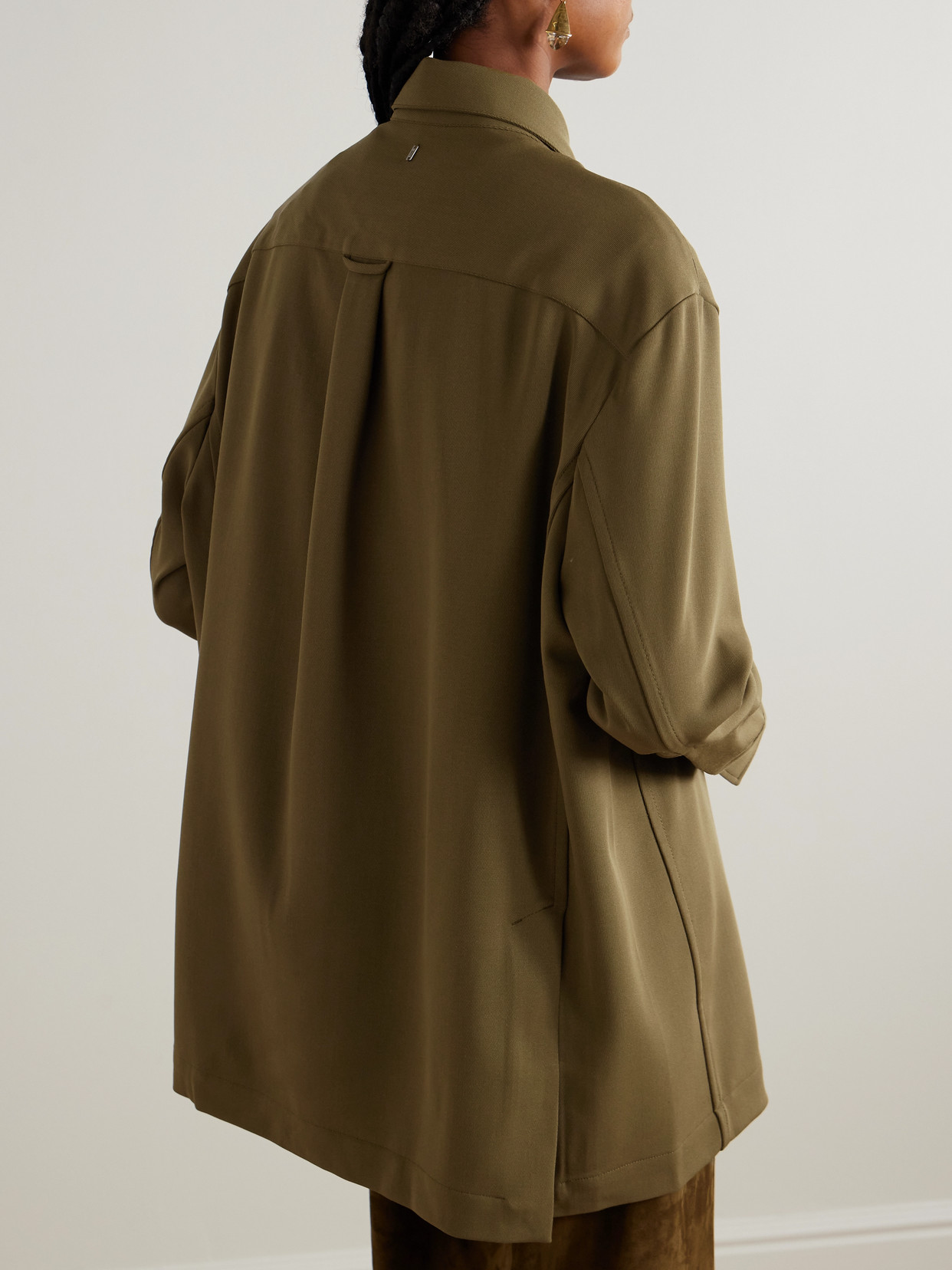 Oversized Wool-Crepe Shirt