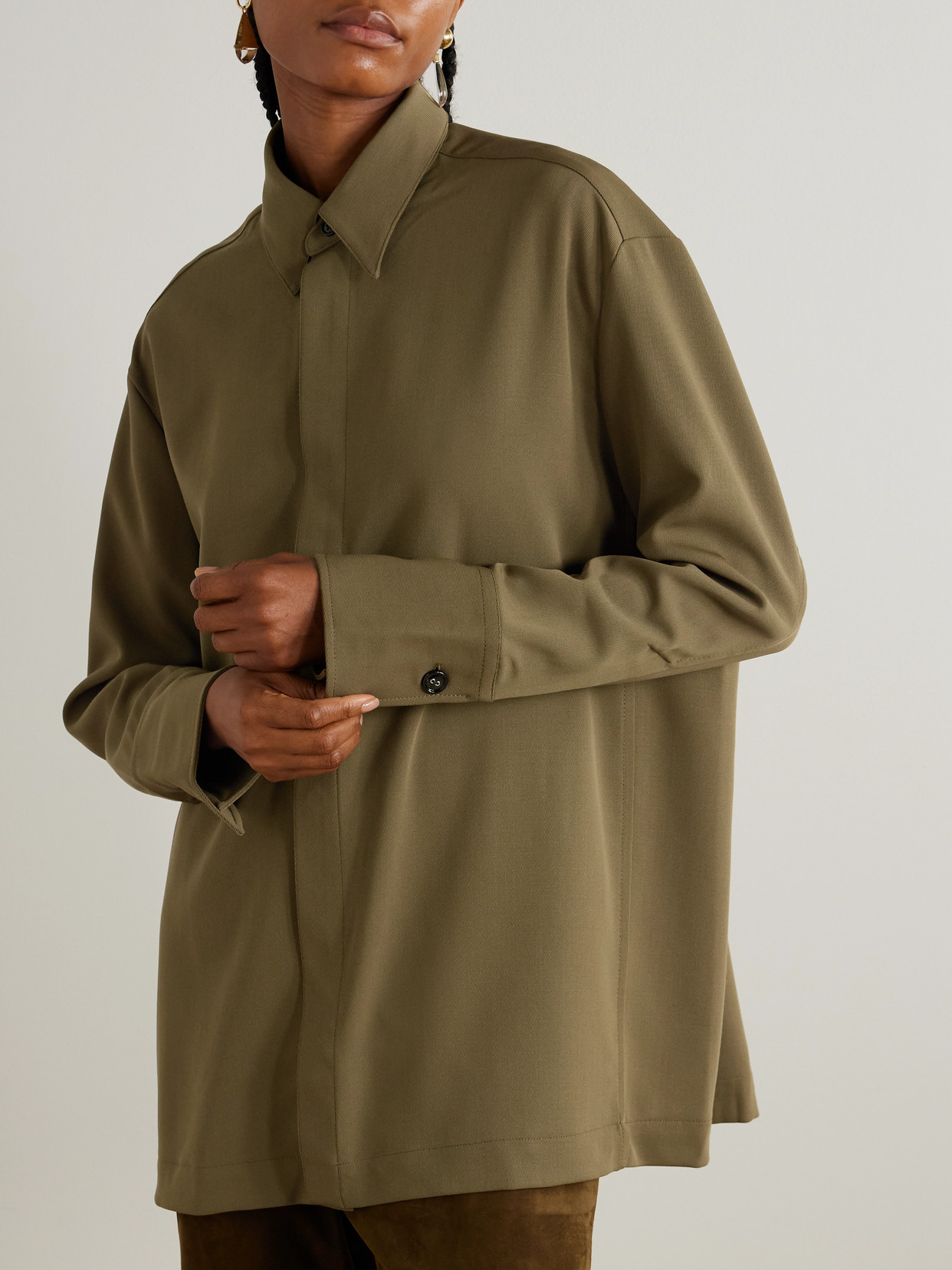 Oversized Wool-Crepe Shirt