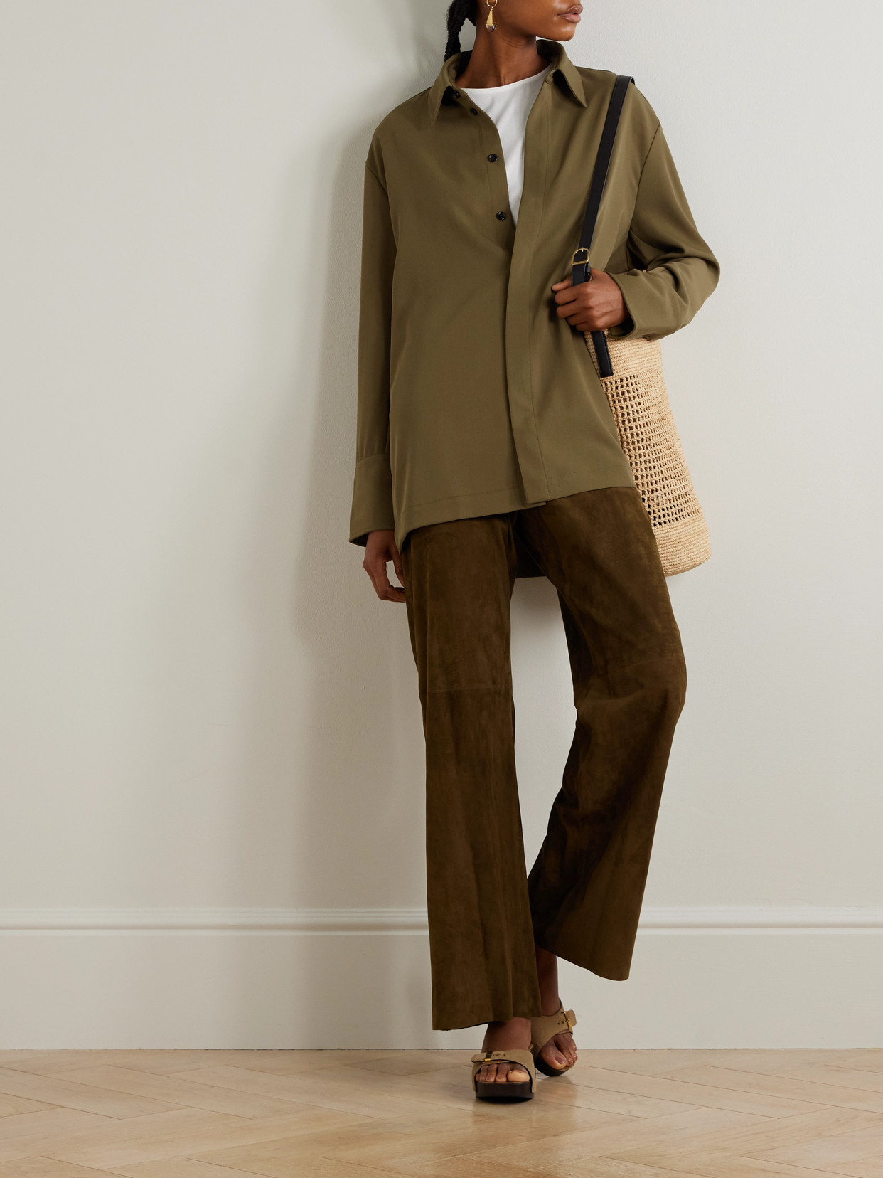 Oversized Wool-Crepe Shirt
