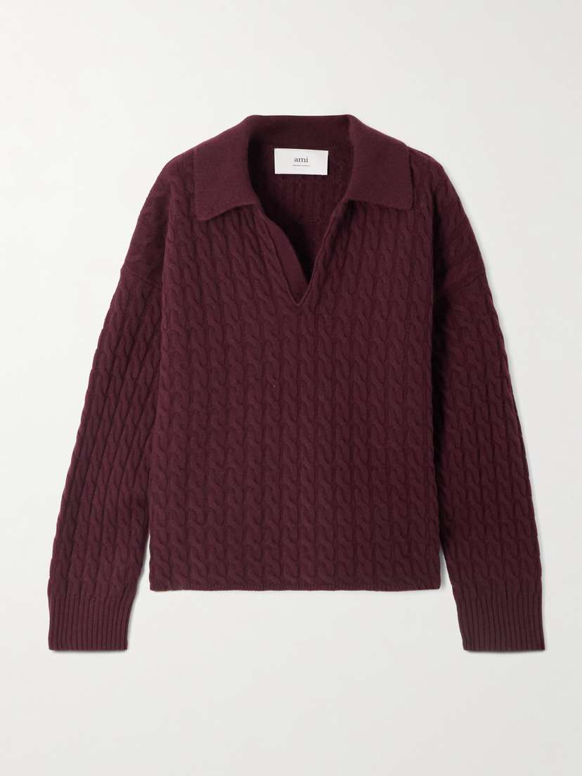 AMI PARIS Matis Cable-knit Wool And Cashmere-blend Sweater