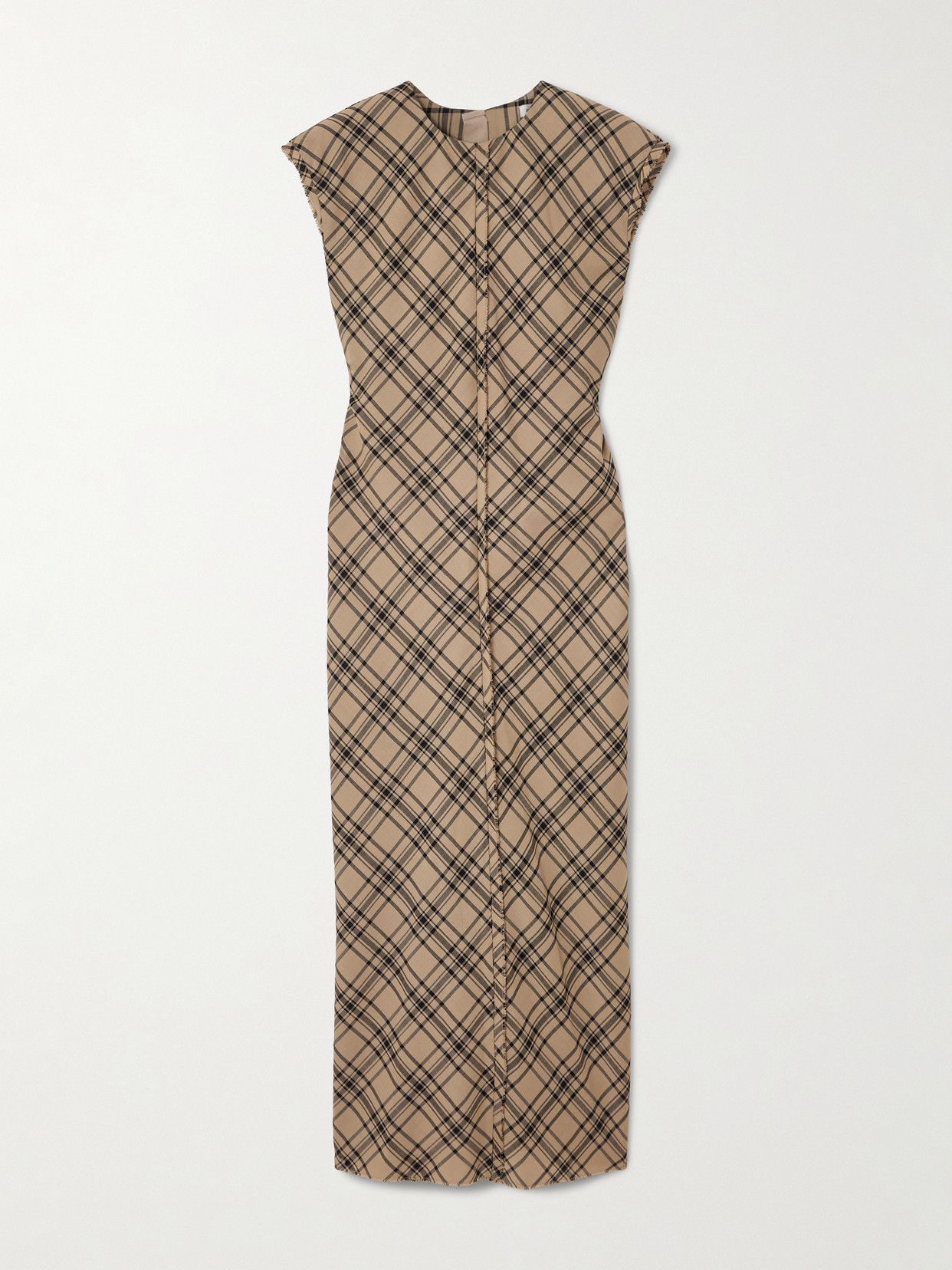Ami Alexandre Mattiussi Checked Wool-blend Midi Dress In Brown