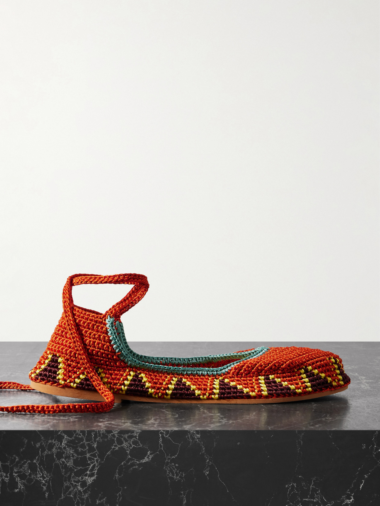 Kashura Crocheted Ballet Flats In Orange
