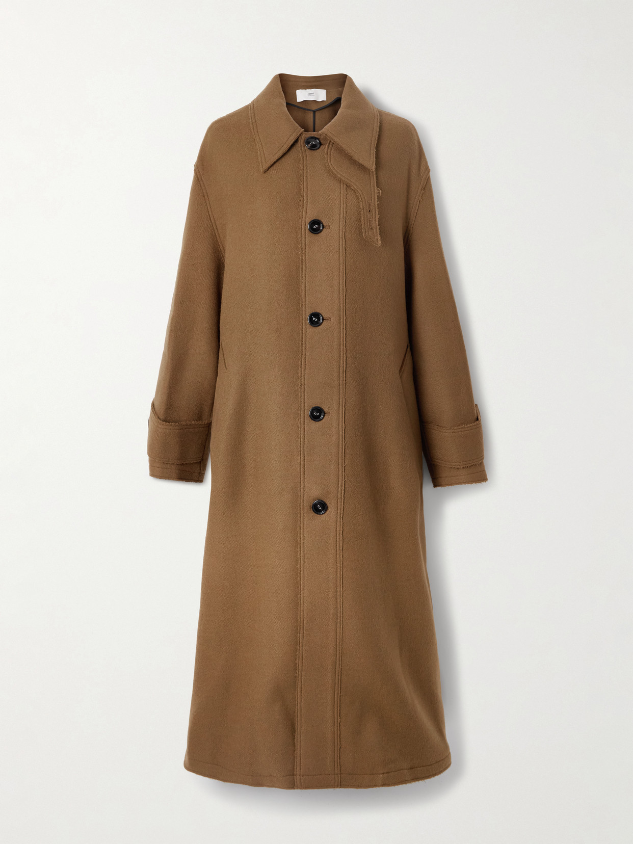 Ami Alexandre Mattiussi Belted Wool-gabardine Coat In Brown