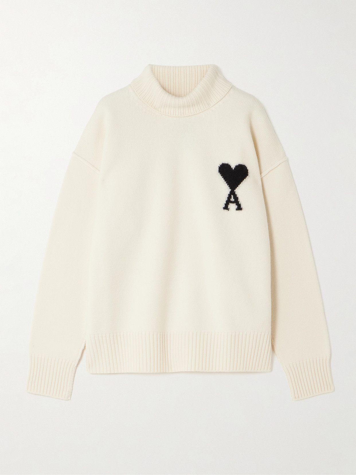 Ami Alexandre Mattiussi Oversized Intarsia-knit Wool Turtleneck Sweater In White